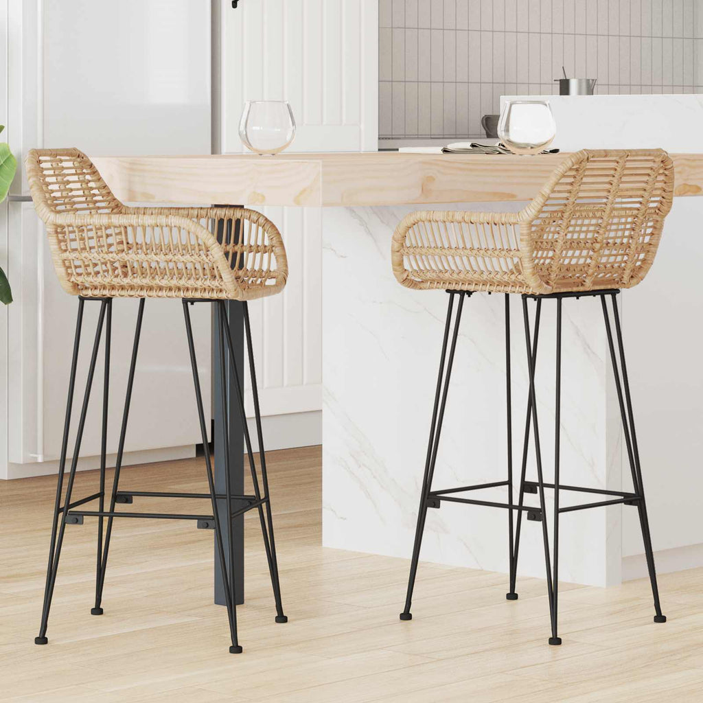 vidaXL Krzesło barowe 2 pcs 55 x 52 x 105 cm Rattan i żelazo