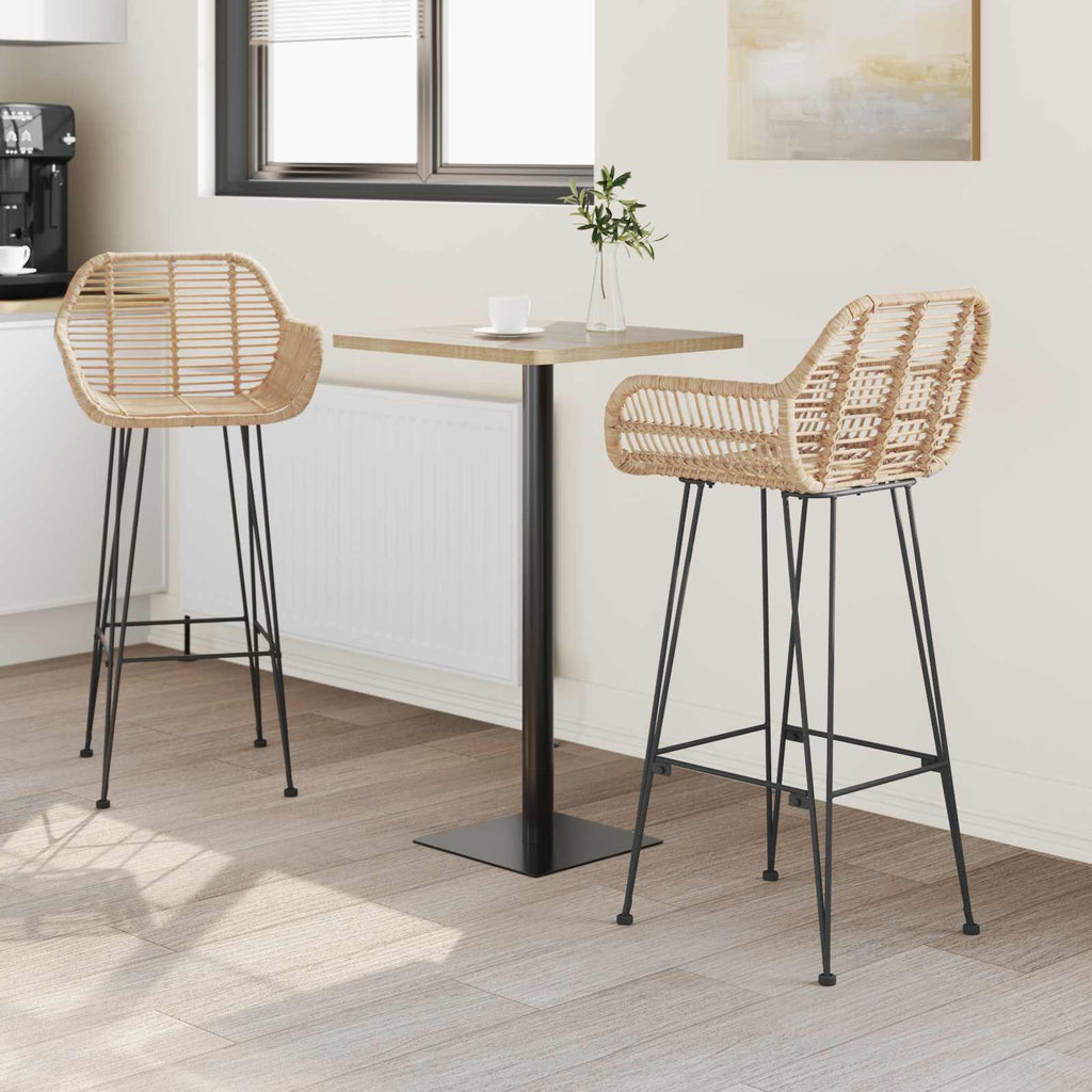 vidaXL Krzesło barowe 2 pcs 55 x 52 x 105 cm Rattan i żelazo