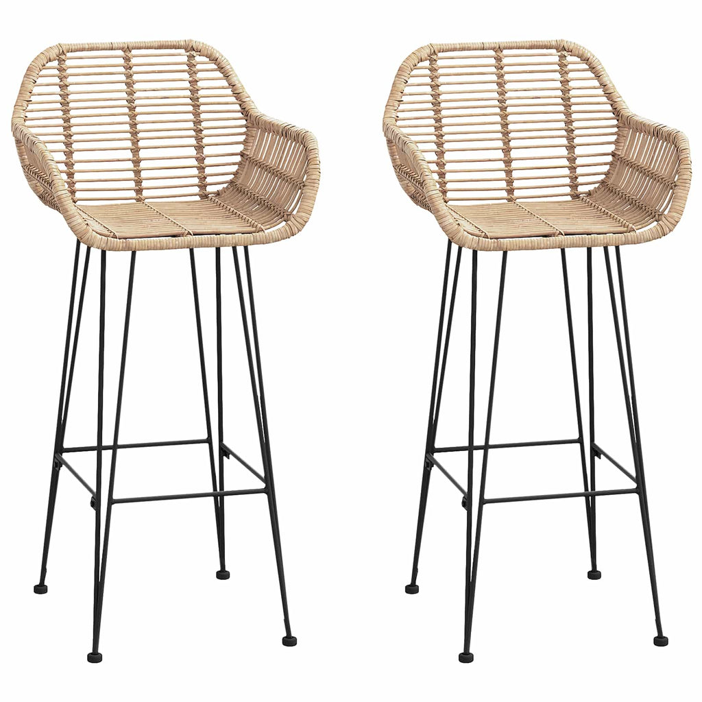 vidaXL Krzesło barowe 2 pcs 55 x 52 x 105 cm Rattan i żelazo
