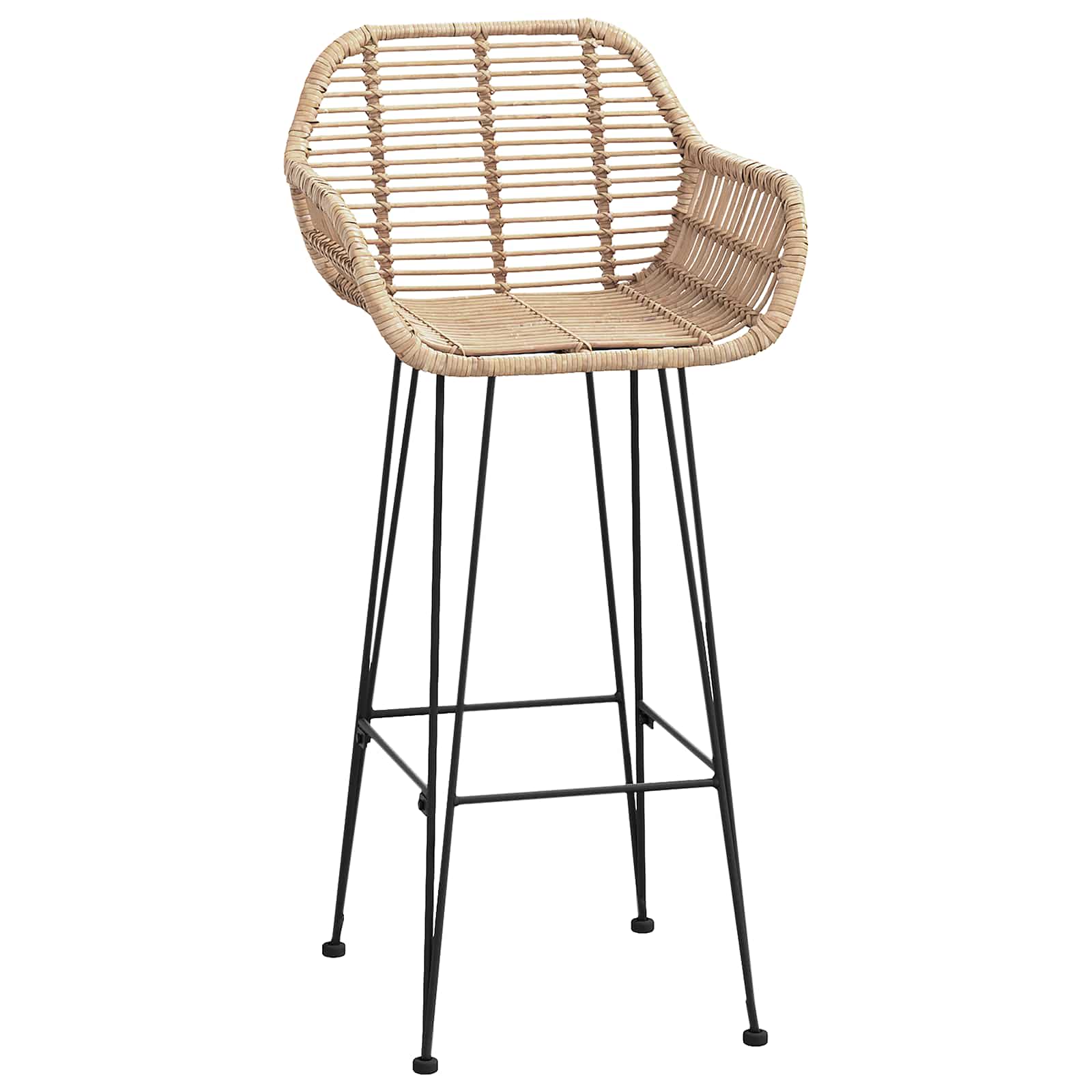 vidaXL Krzesło barowe 2 pcs 55 x 52 x 105 cm Rattan i żelazo