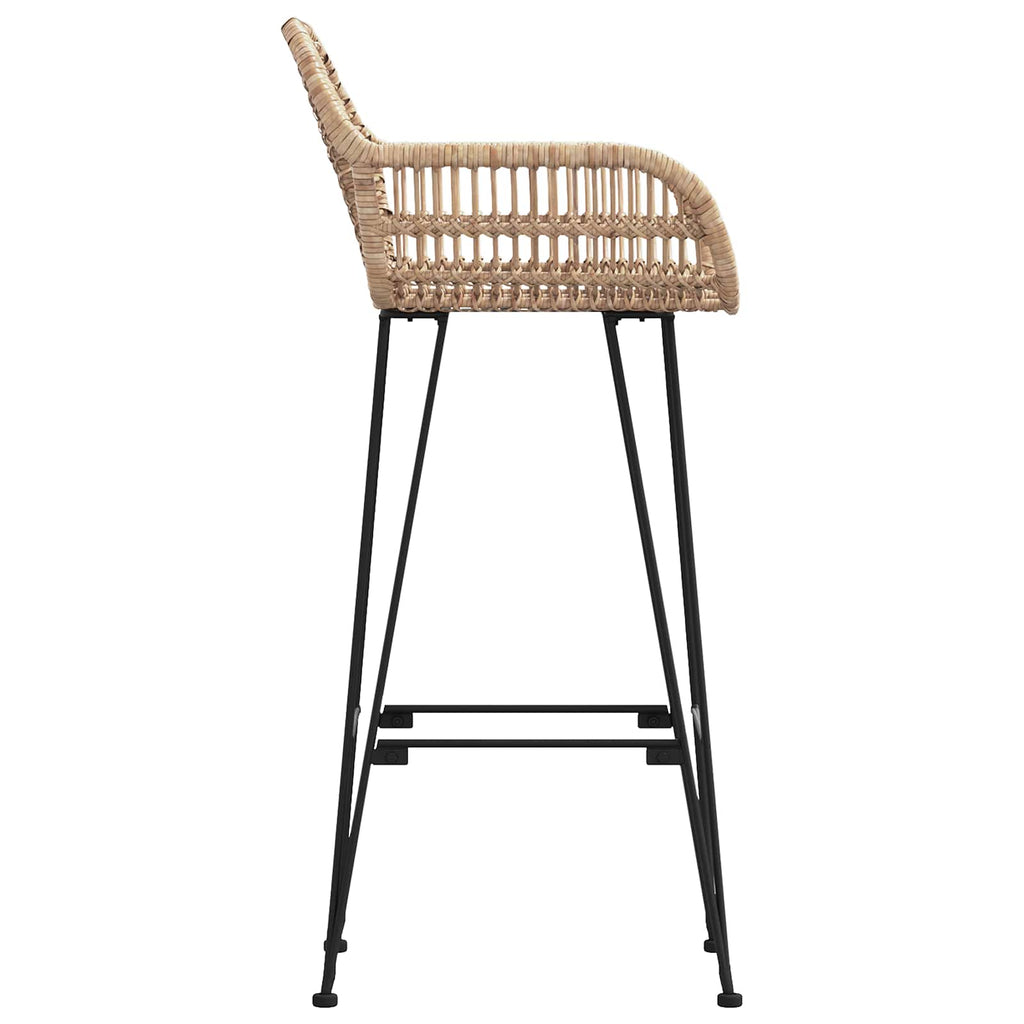 vidaXL Krzesło barowe 2 pcs 55 x 52 x 105 cm Rattan i żelazo