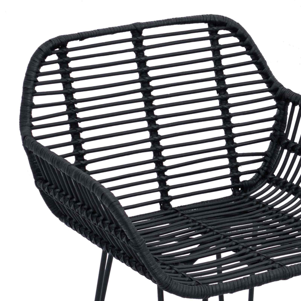 vidaXL Krzesło barowe 2 pcs 55 x 52 x 92 cm Rattan i żelazo