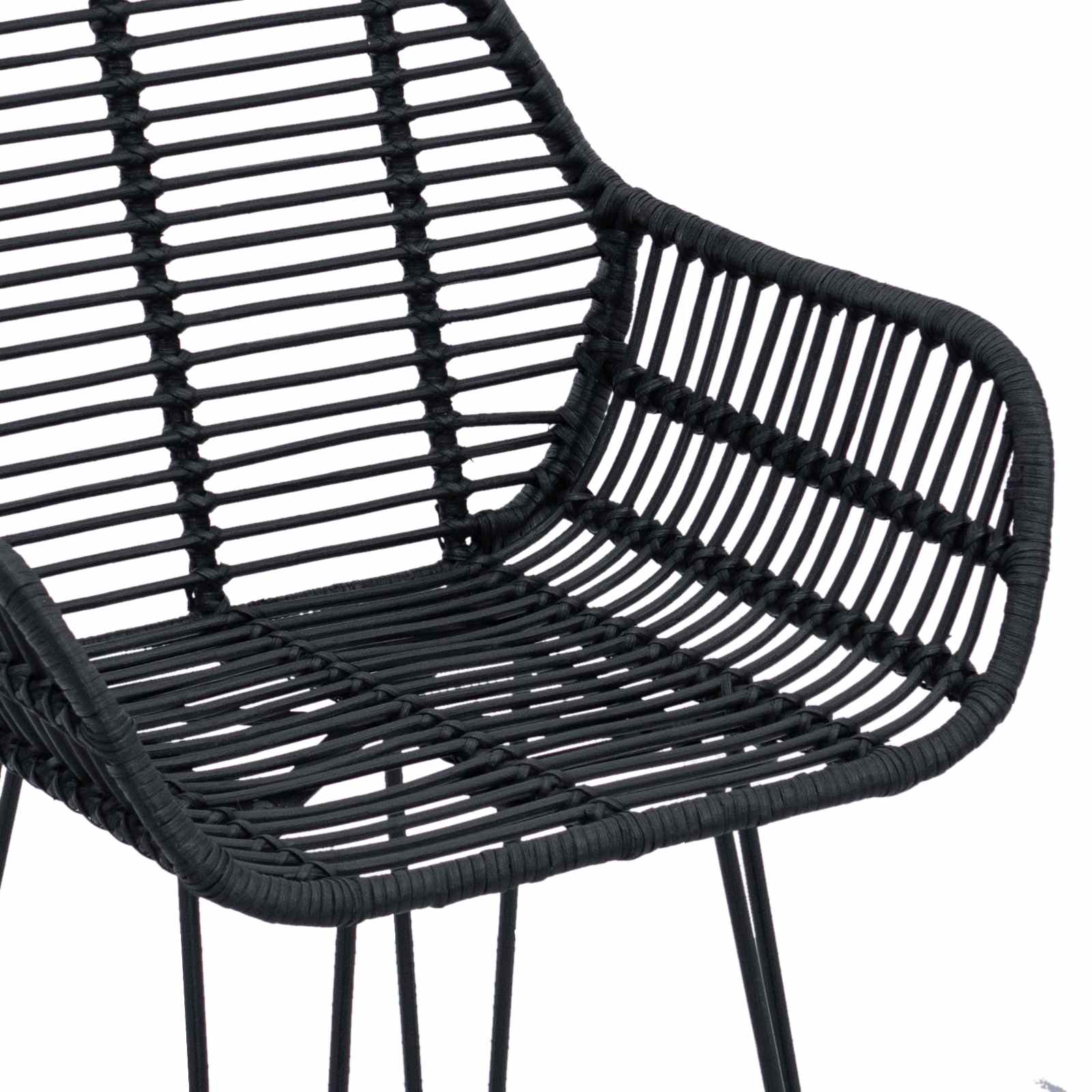 vidaXL Krzesło barowe 2 pcs 55 x 52 x 92 cm Rattan i żelazo