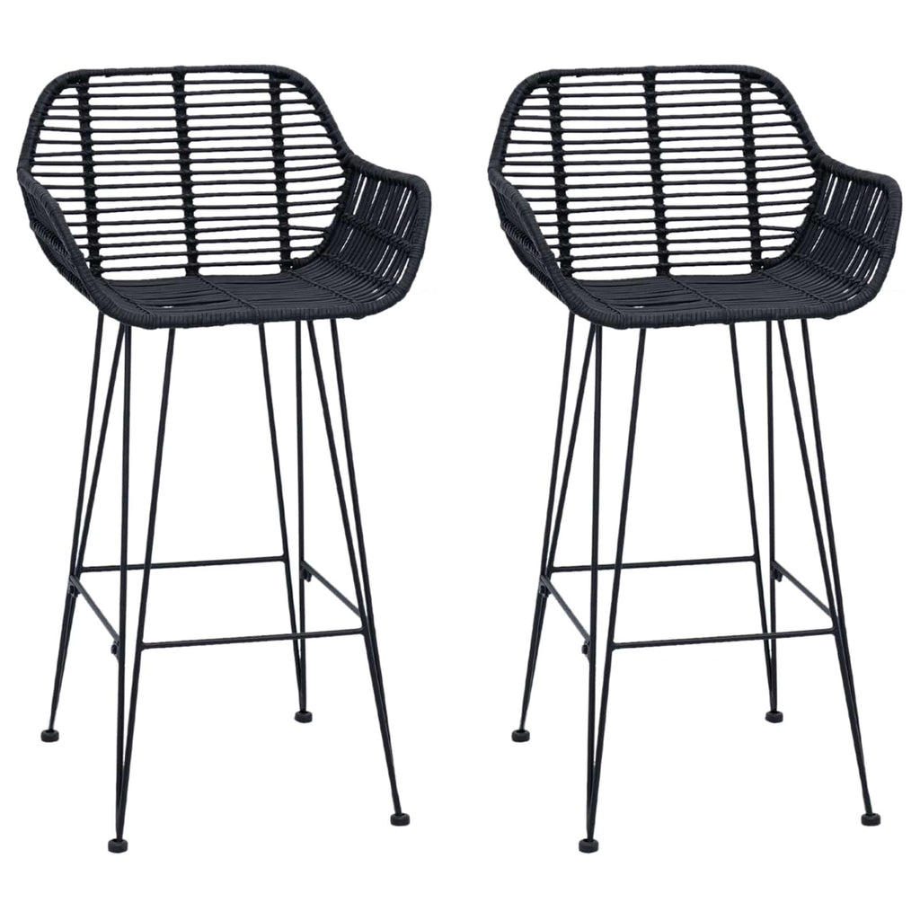 vidaXL Krzesło barowe 2 pcs 55 x 52 x 92 cm Rattan i żelazo