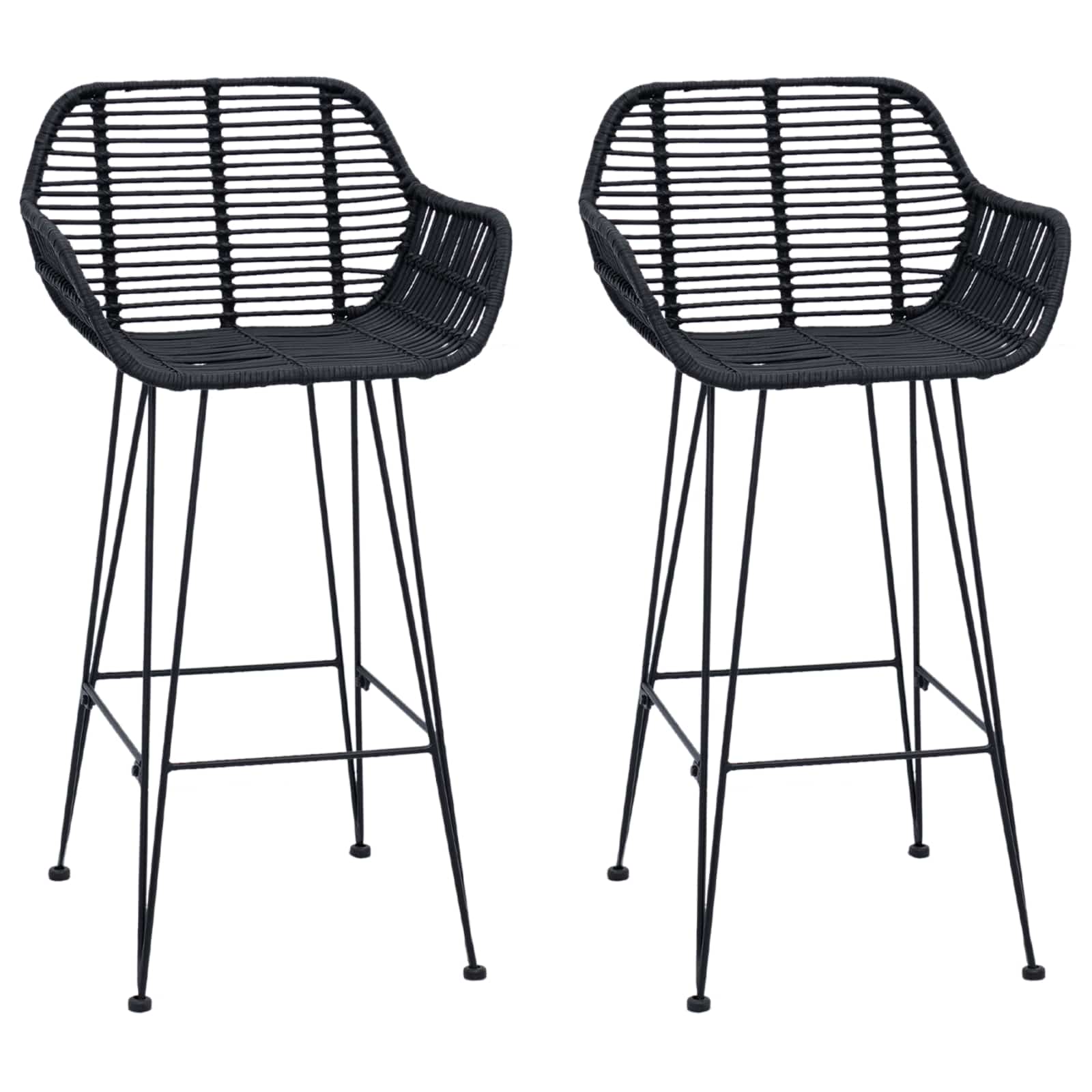 vidaXL Krzesło barowe 2 pcs 55 x 52 x 92 cm Rattan i żelazo