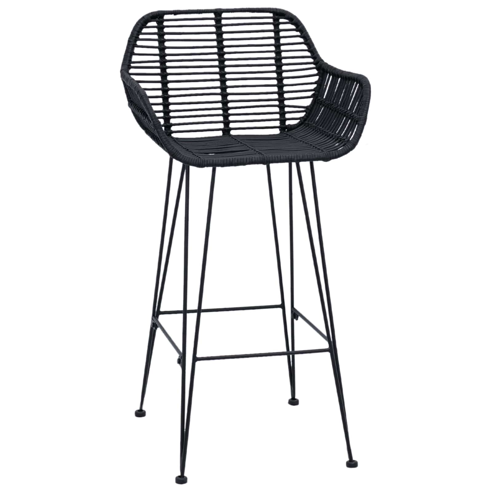 vidaXL Krzesło barowe 2 pcs 55 x 52 x 92 cm Rattan i żelazo