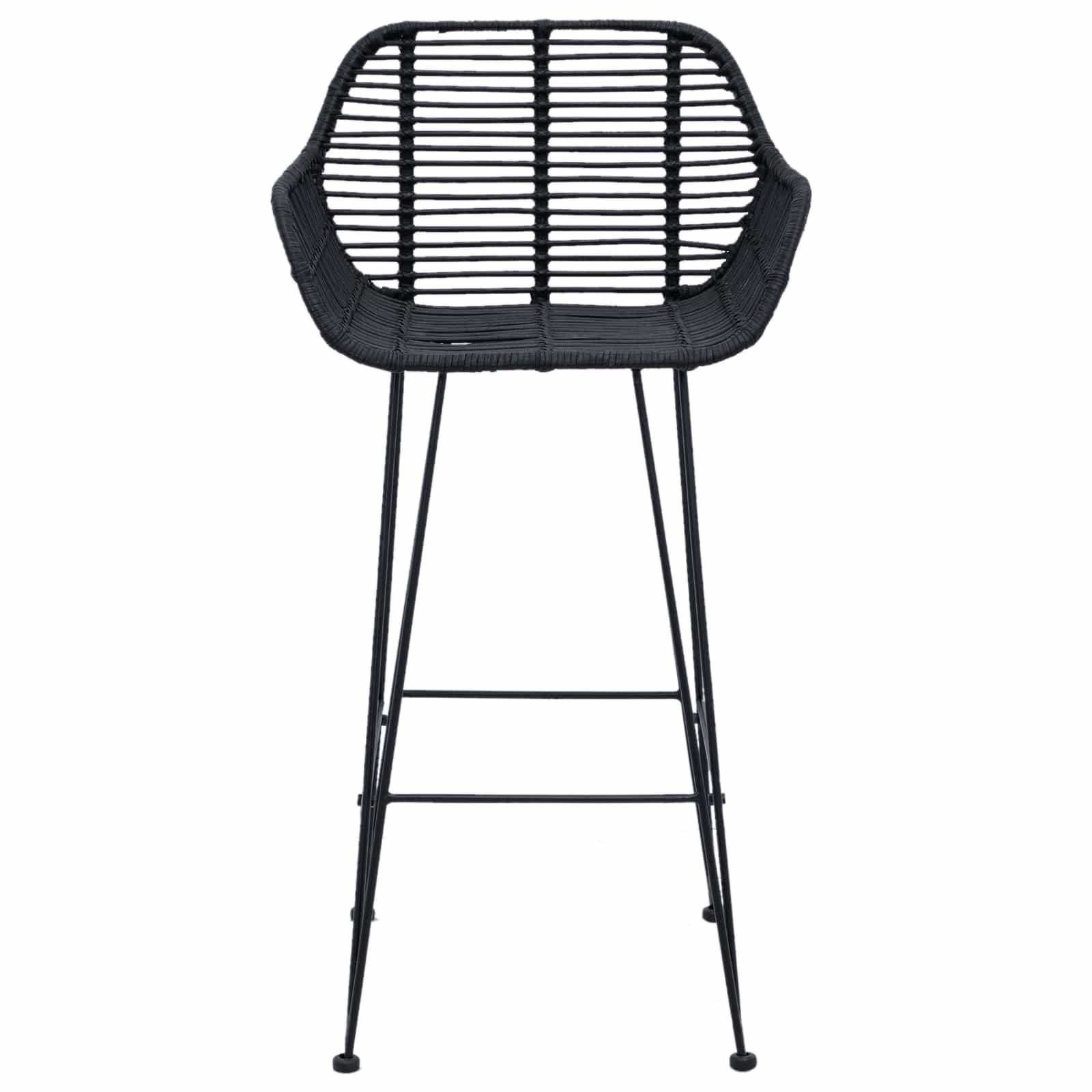 vidaXL Krzesło barowe 2 pcs 55 x 52 x 92 cm Rattan i żelazo
