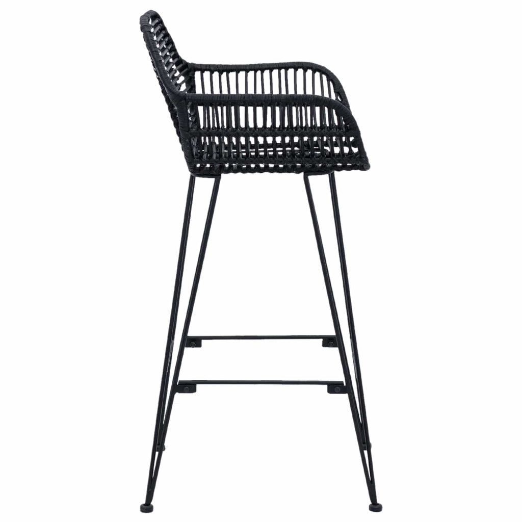 vidaXL Krzesło barowe 2 pcs 55 x 52 x 92 cm Rattan i żelazo