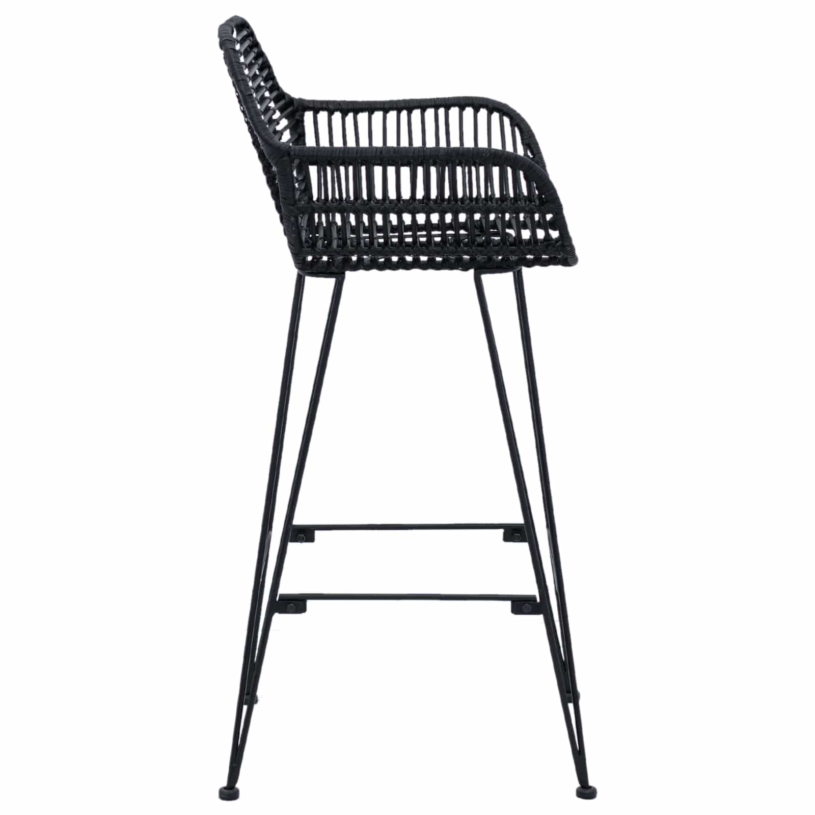 vidaXL Krzesło barowe 2 pcs 55 x 52 x 92 cm Rattan i żelazo