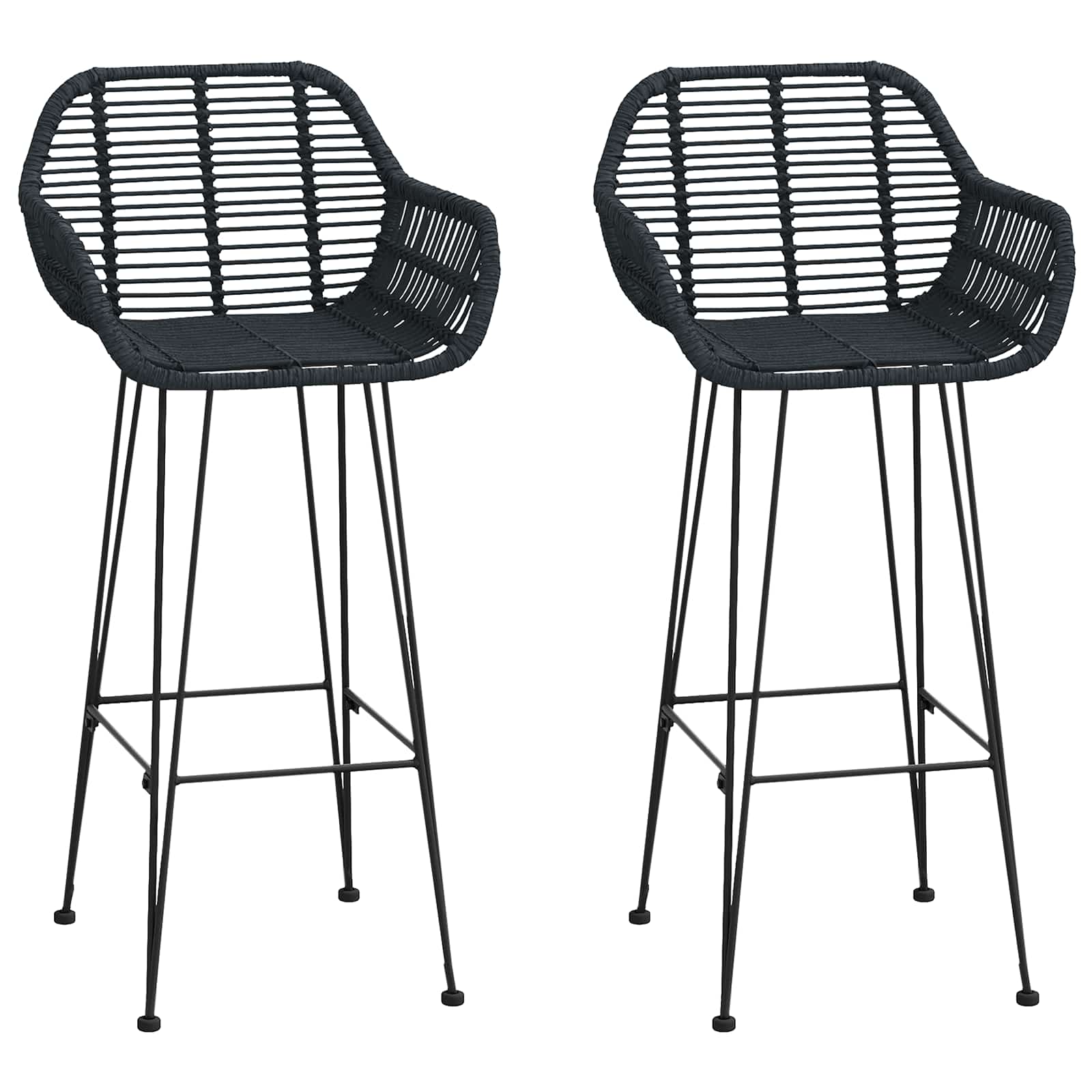 vidaXL Krzesło barowe 2 pcs 55 x 52 x 105 cm Rattan i żelazo