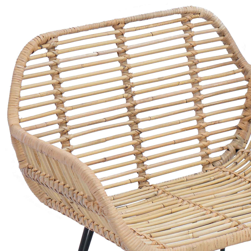 vidaXL Krzesło jadalniane 2 pcs Rattan i żelazo Naturalny