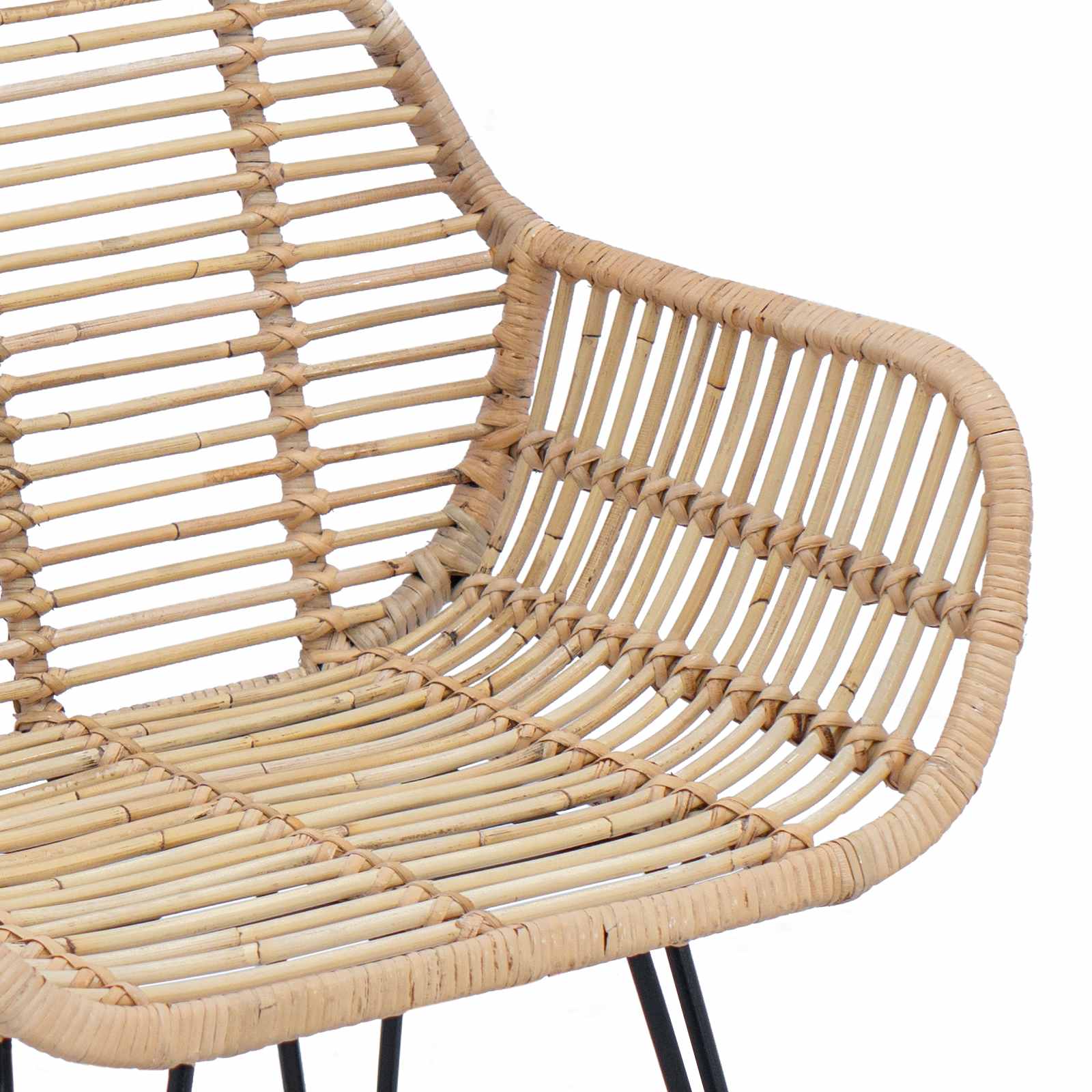 vidaXL Krzesło jadalniane 2 pcs Rattan i żelazo Naturalny
