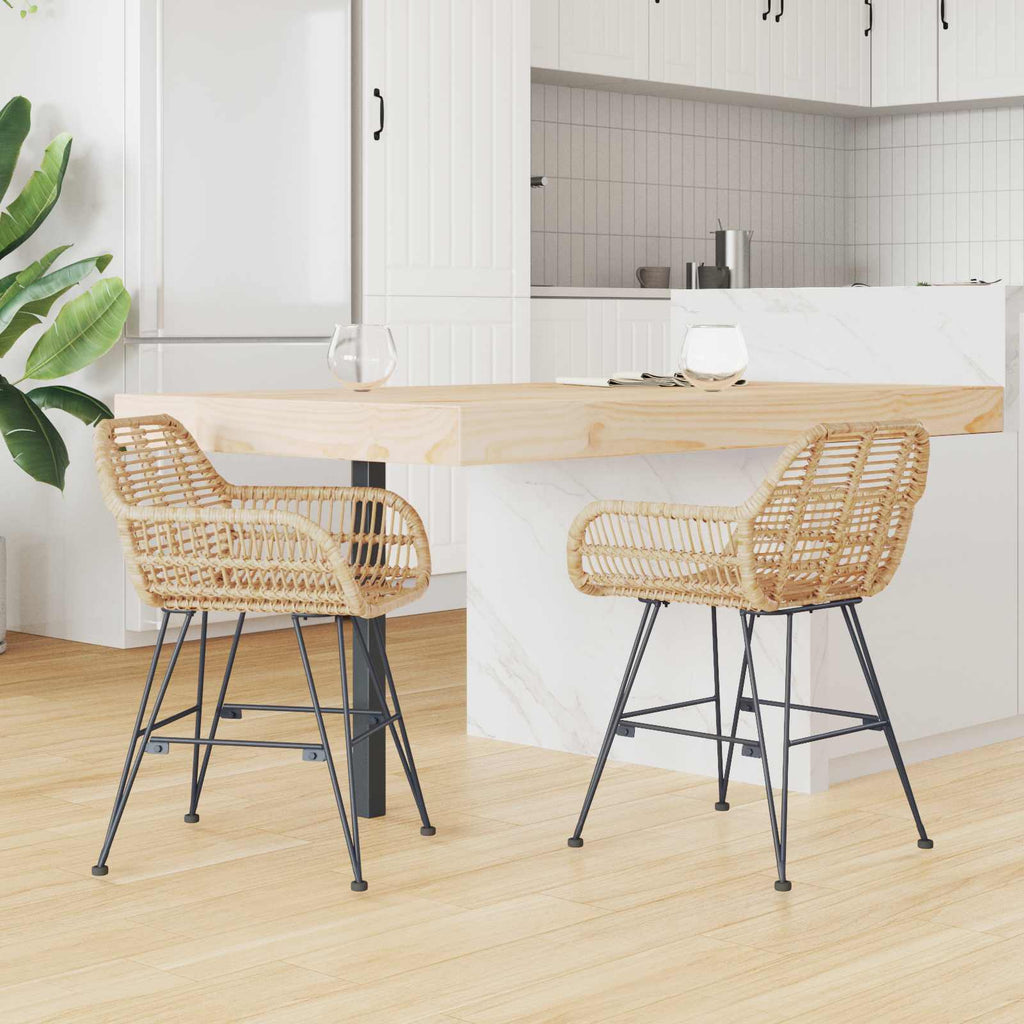 vidaXL Krzesło jadalniane 2 pcs Rattan i żelazo Naturalny