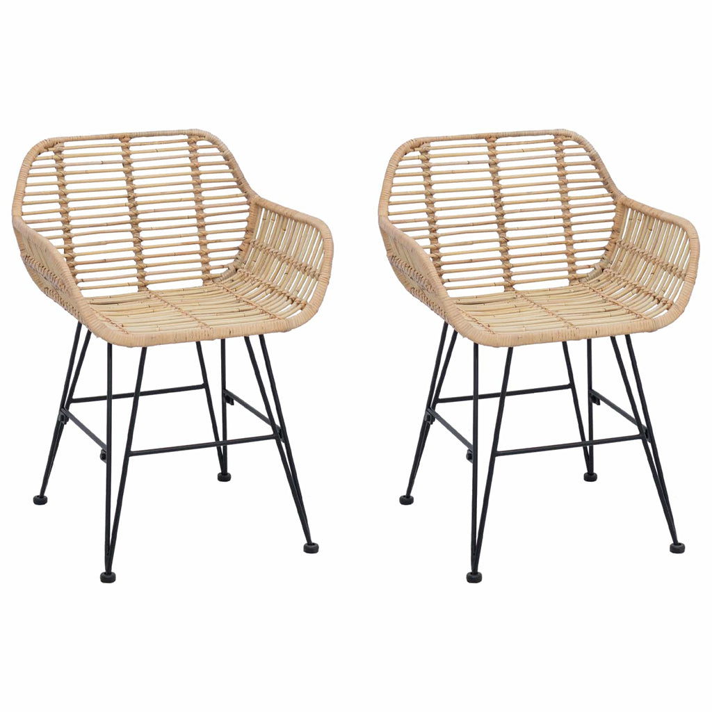vidaXL Krzesło jadalniane 2 pcs Rattan i żelazo Naturalny