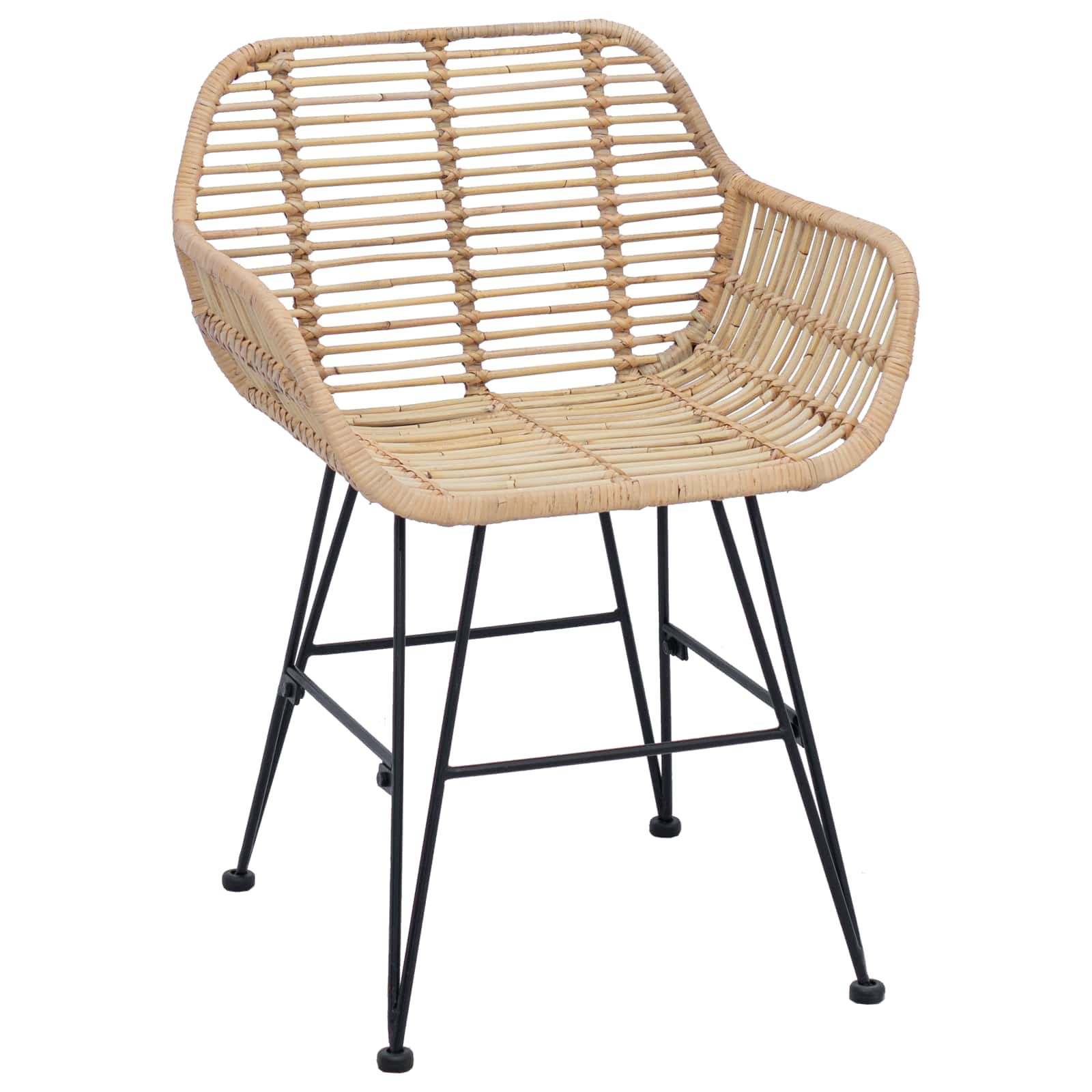 vidaXL Krzesło jadalniane 2 pcs Rattan i żelazo Naturalny