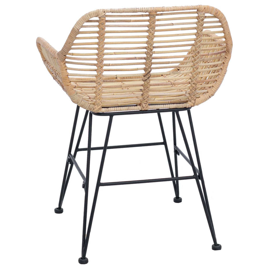vidaXL Krzesło jadalniane 2 pcs Rattan i żelazo Naturalny