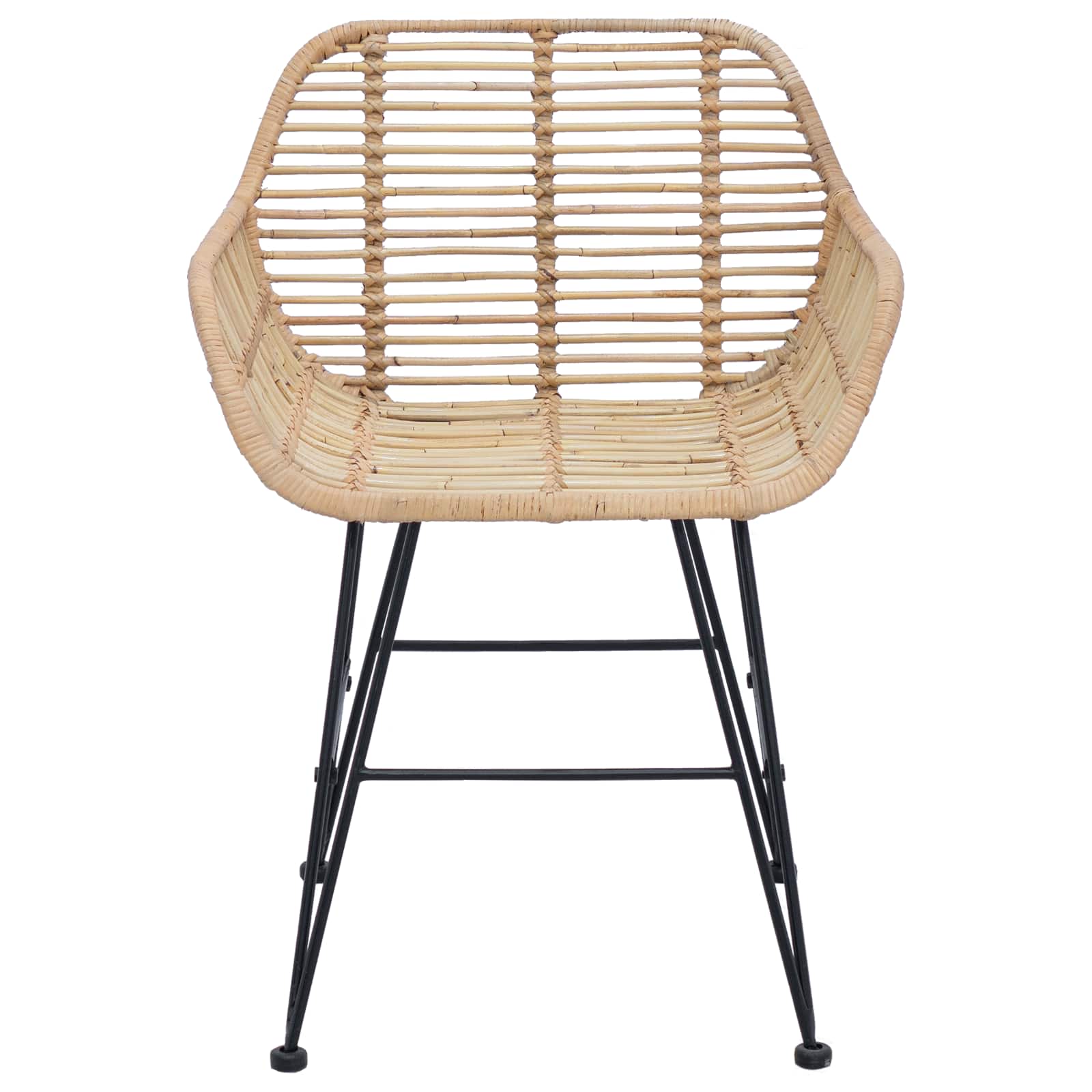 vidaXL Krzesło jadalniane 2 pcs Rattan i żelazo Naturalny