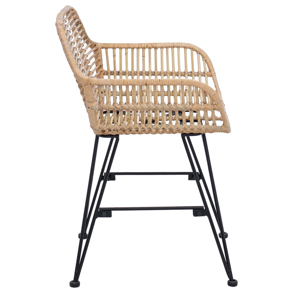 vidaXL Krzesło jadalniane 2 pcs Rattan i żelazo Naturalny