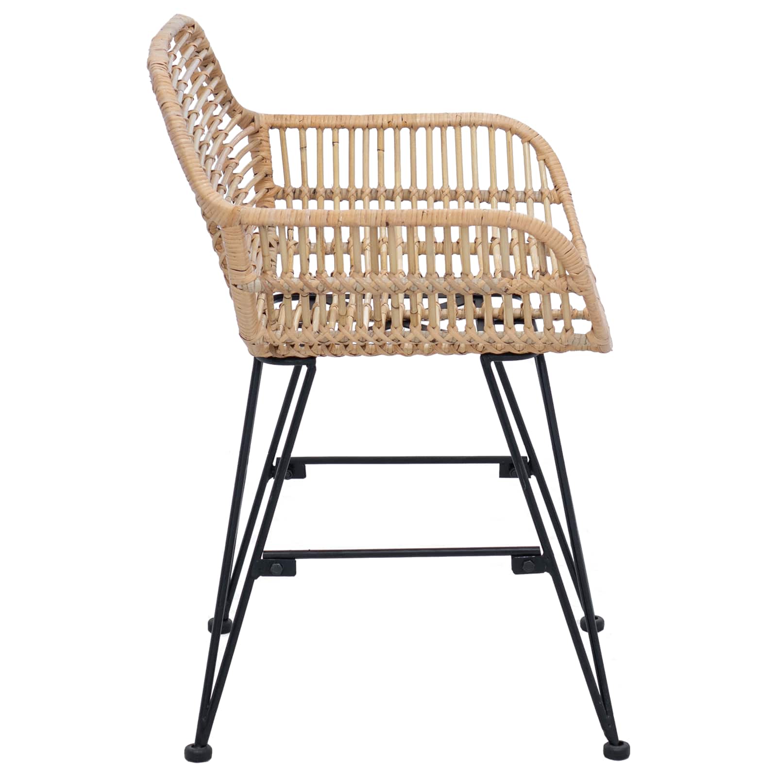 vidaXL Krzesło jadalniane 2 pcs Rattan i żelazo Naturalny