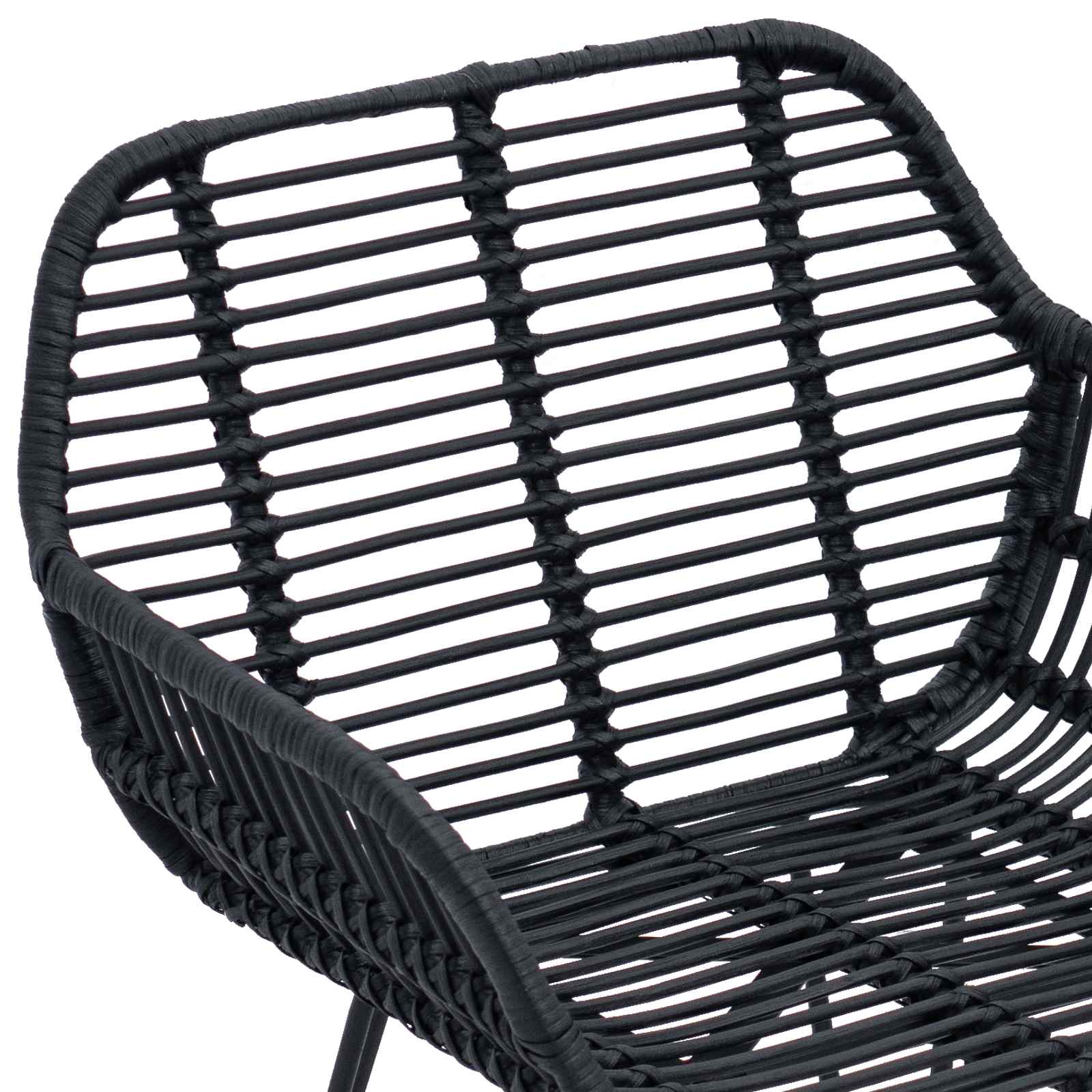 vidaXL Krzesło jadalniane 2 pcs Rattan i żelazo Czarny 55 x 50 x 74 cm
