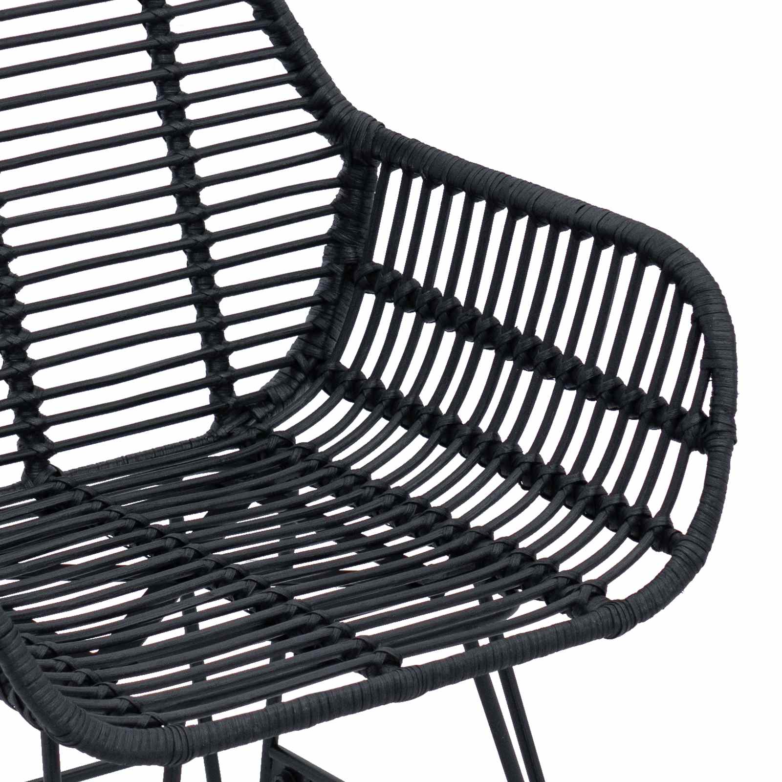 vidaXL Krzesło jadalniane 2 pcs Rattan i żelazo Czarny 55 x 50 x 74 cm