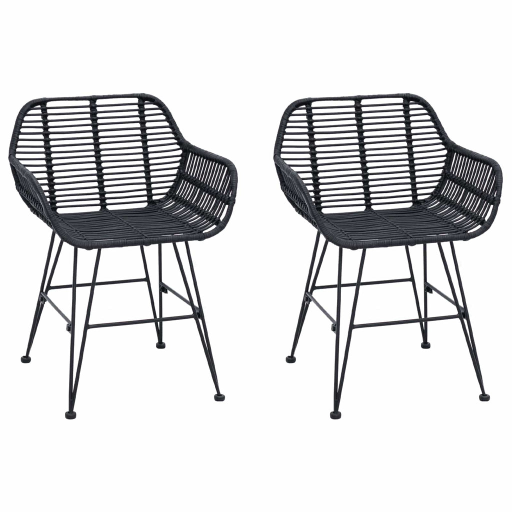 vidaXL Krzesło jadalniane 2 pcs Rattan i żelazo Czarny 55 x 50 x 74 cm