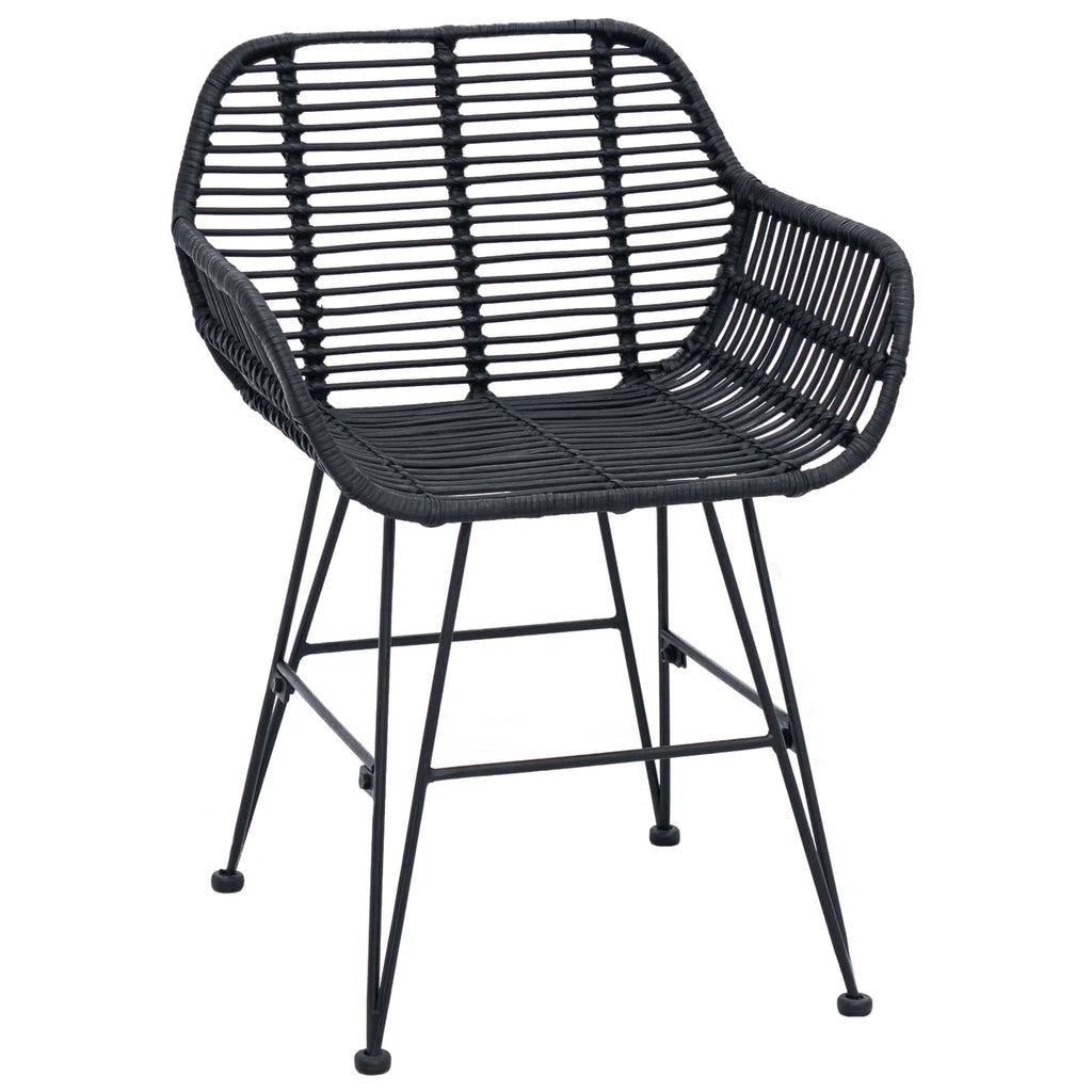 vidaXL Krzesło jadalniane 2 pcs Rattan i żelazo Czarny 55 x 50 x 74 cm