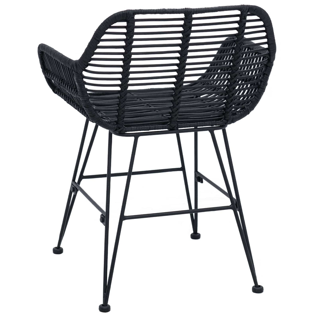 vidaXL Krzesło jadalniane 2 pcs Rattan i żelazo Czarny 55 x 50 x 74 cm