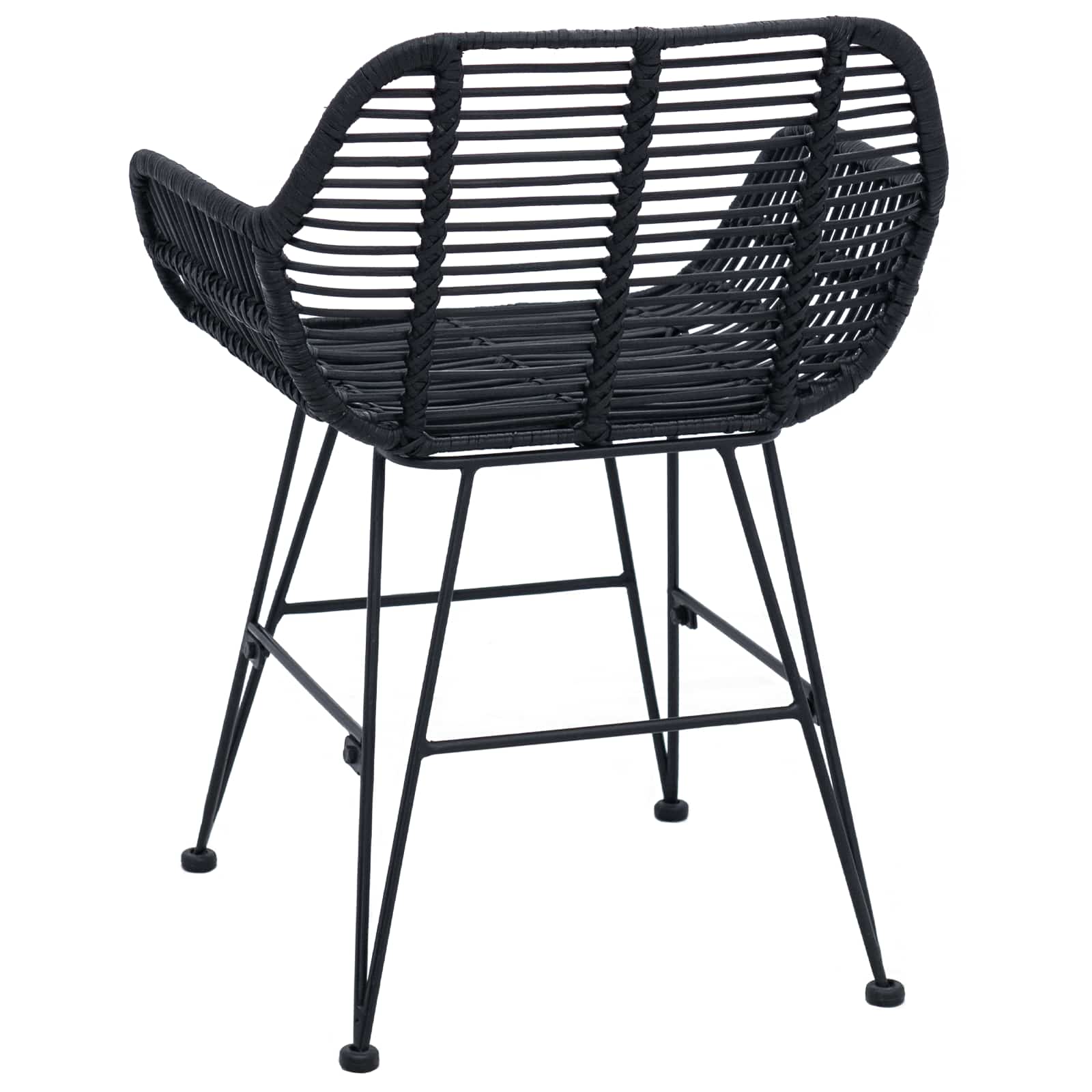 vidaXL Krzesło jadalniane 2 pcs Rattan i żelazo Czarny 55 x 50 x 74 cm