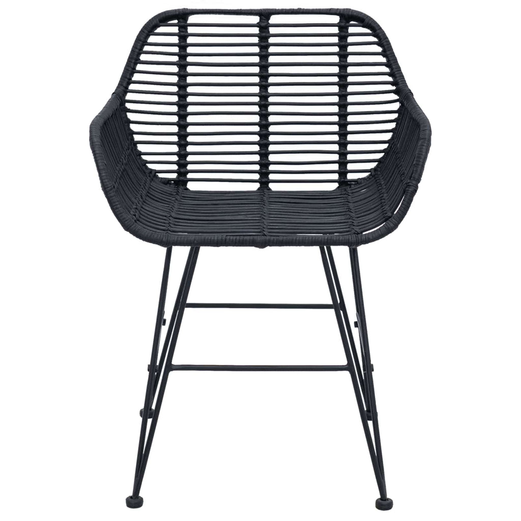 vidaXL Krzesło jadalniane 2 pcs Rattan i żelazo Czarny 55 x 50 x 74 cm