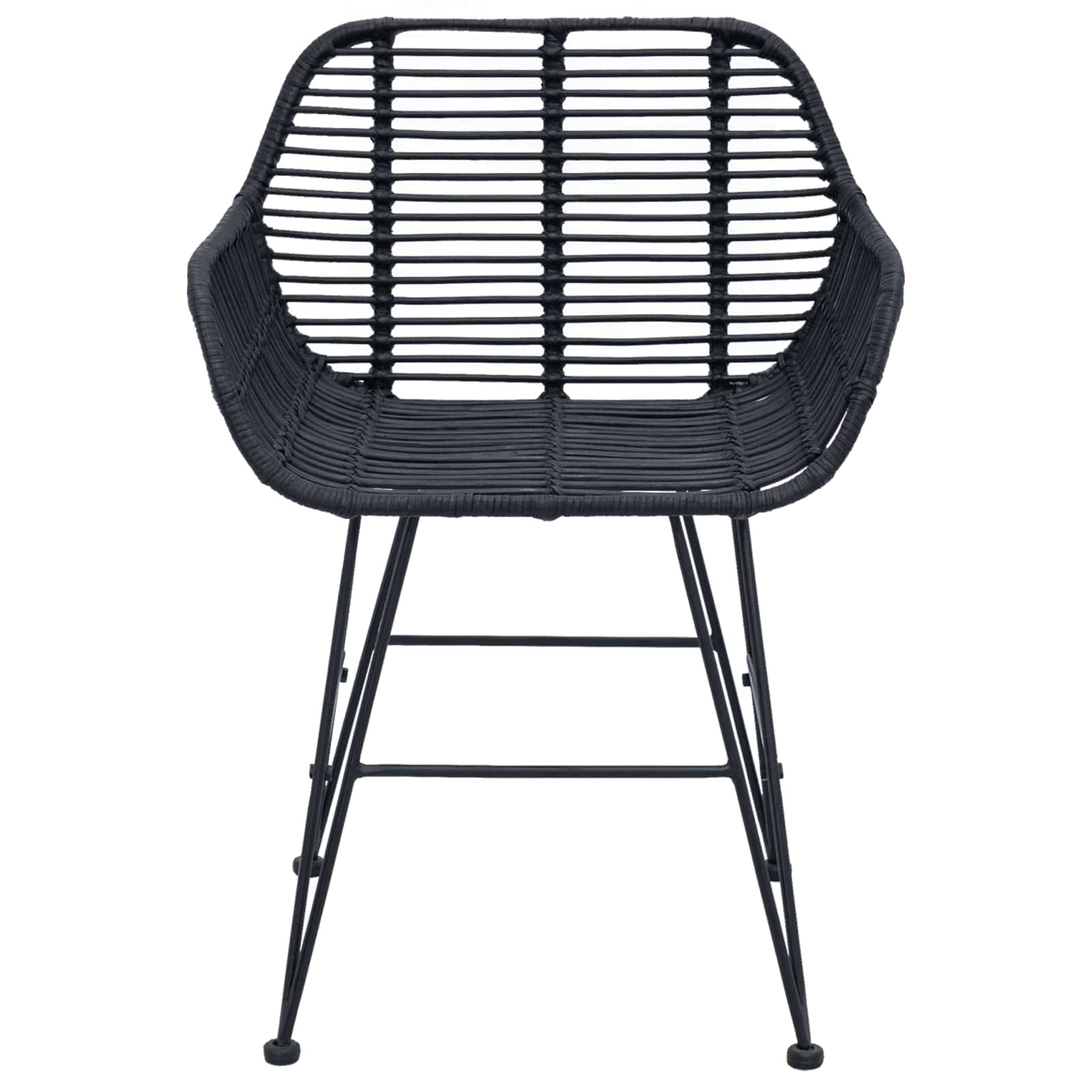 vidaXL Krzesło jadalniane 2 pcs Rattan i żelazo Czarny 55 x 50 x 74 cm