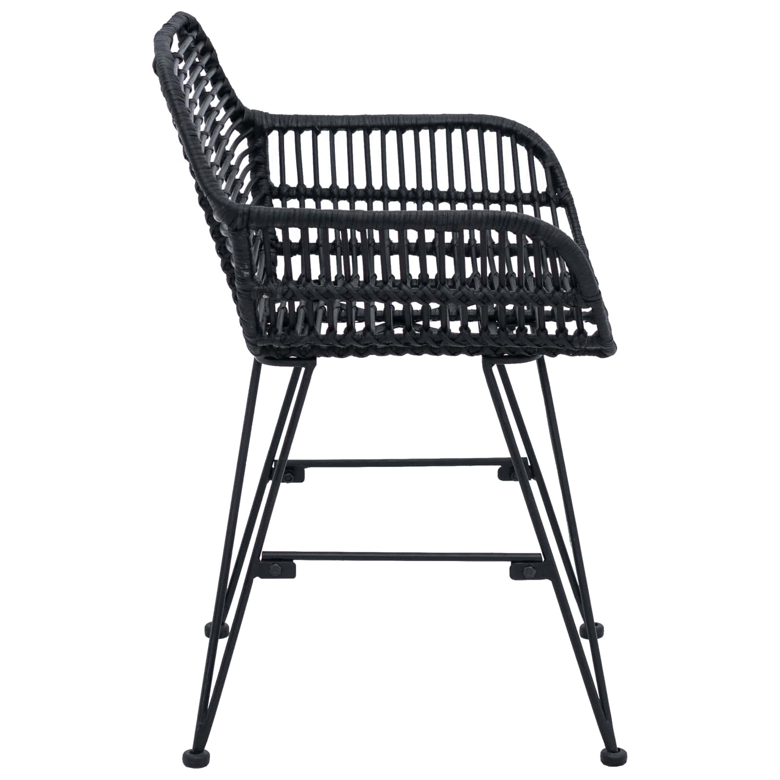 vidaXL Krzesło jadalniane 2 pcs Rattan i żelazo Czarny 55 x 50 x 74 cm