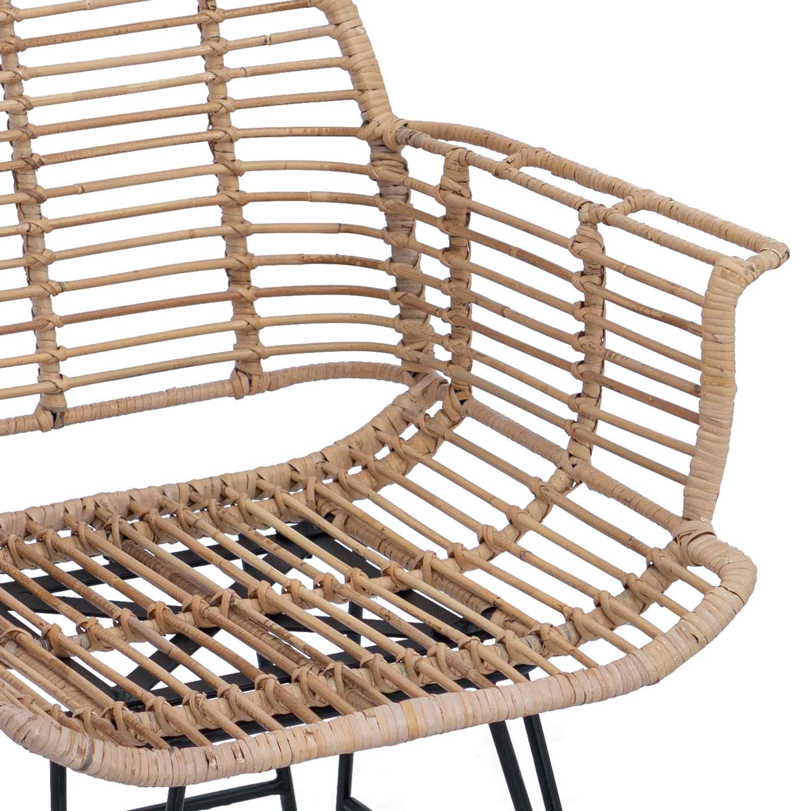 vidaXL Krzesło jadalniane 2 pcs Rattan i żelazo Naturalny