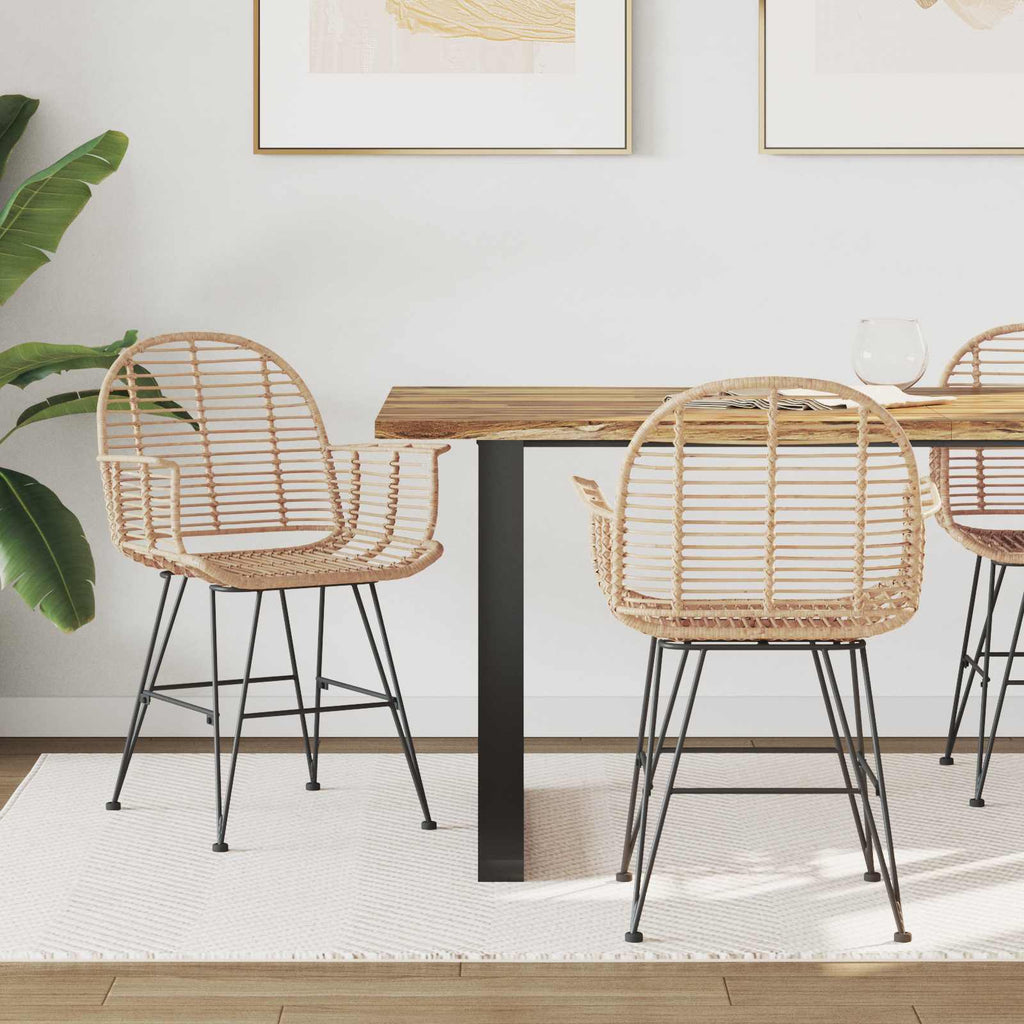 vidaXL Krzesło jadalniane 2 pcs Rattan i żelazo Naturalny