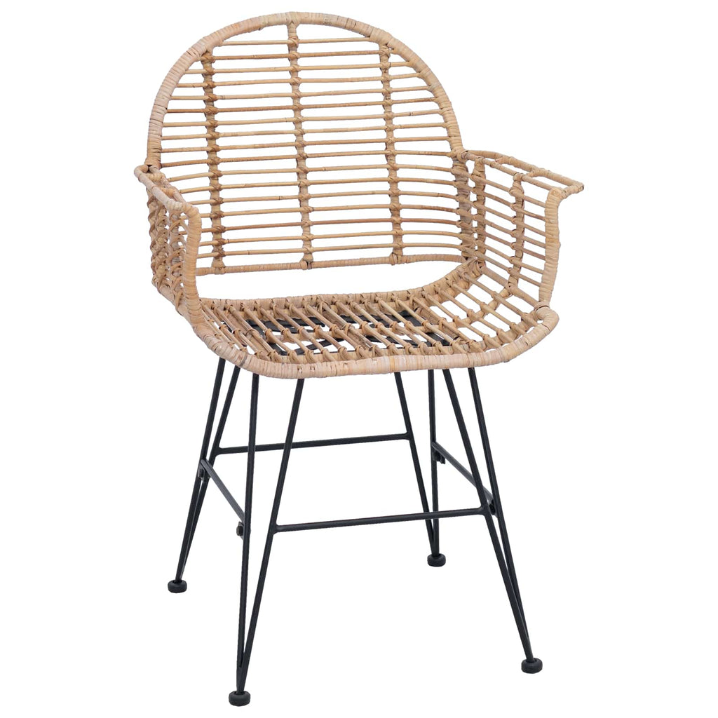 vidaXL Krzesło jadalniane 2 pcs Rattan i żelazo Naturalny