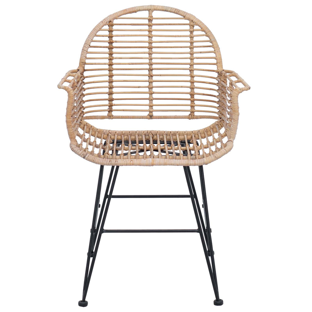 vidaXL Krzesło jadalniane 2 pcs Rattan i żelazo Naturalny