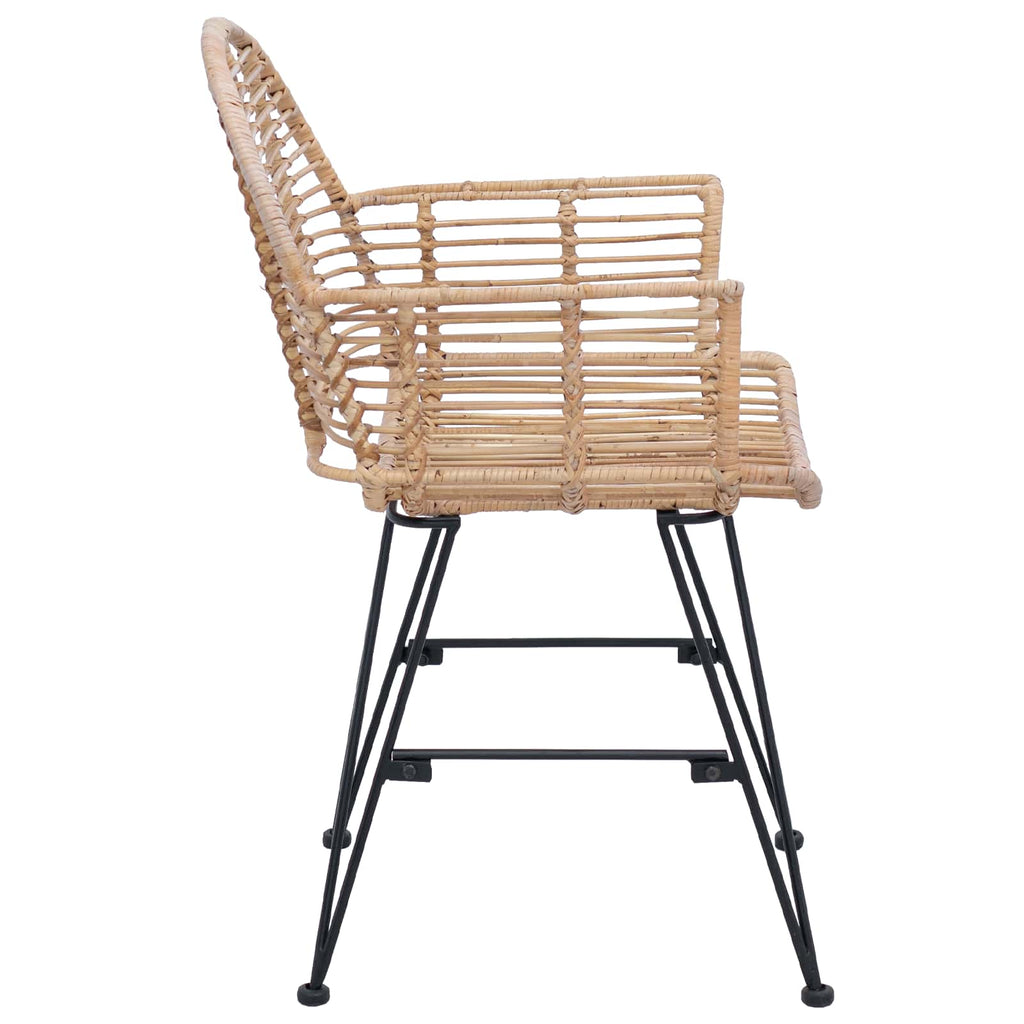 vidaXL Krzesło jadalniane 2 pcs Rattan i żelazo Naturalny