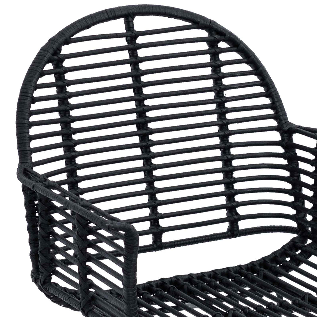 vidaXL Krzesło jadalniane 2 pcs Rattan i żelazo Czarny 57 x 55 x 85 cm