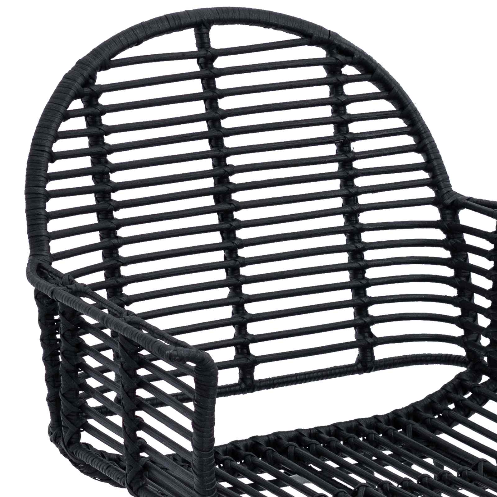 vidaXL Krzesło jadalniane 2 pcs Rattan i żelazo Czarny 57 x 55 x 85 cm