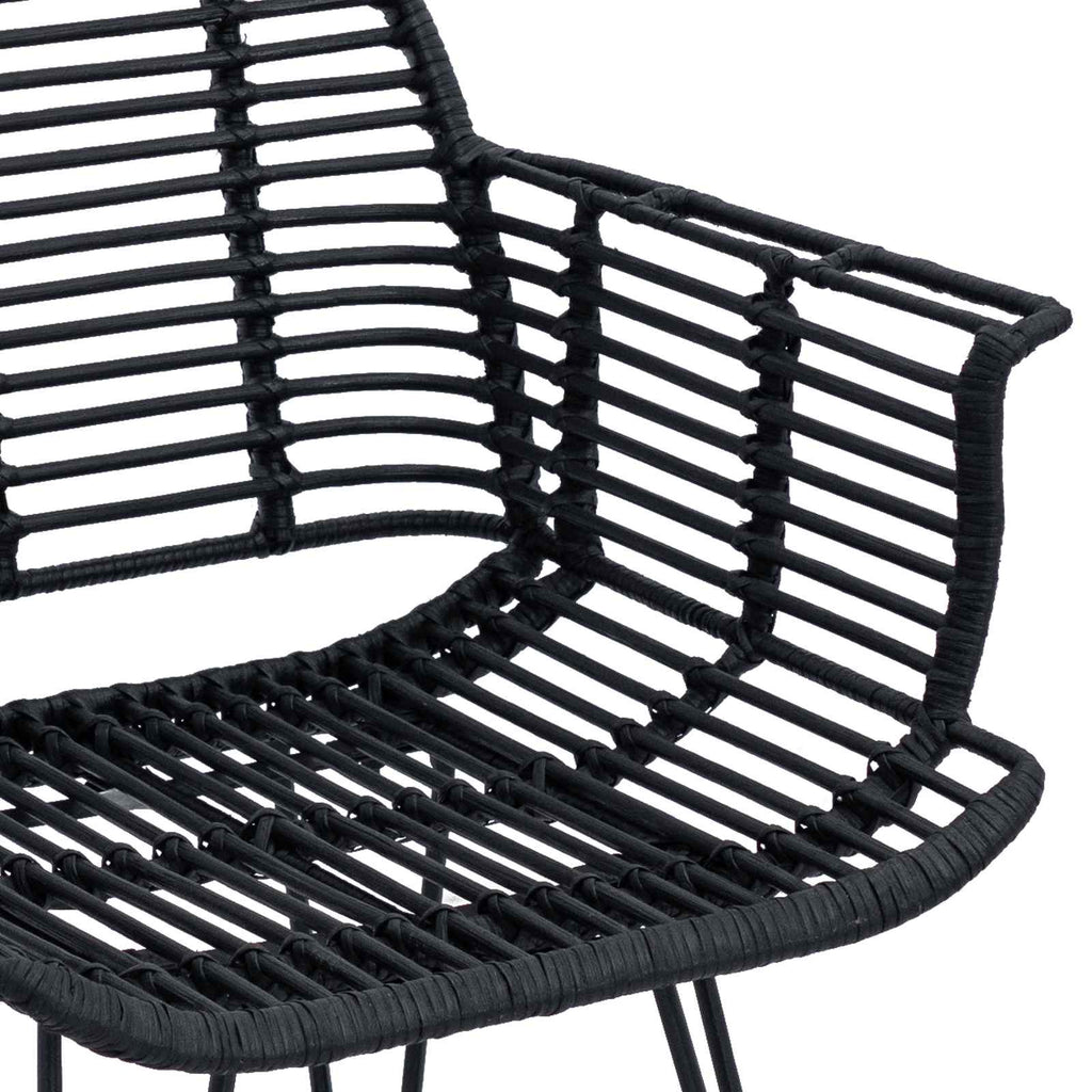 vidaXL Krzesło jadalniane 2 pcs Rattan i żelazo Czarny 57 x 55 x 85 cm