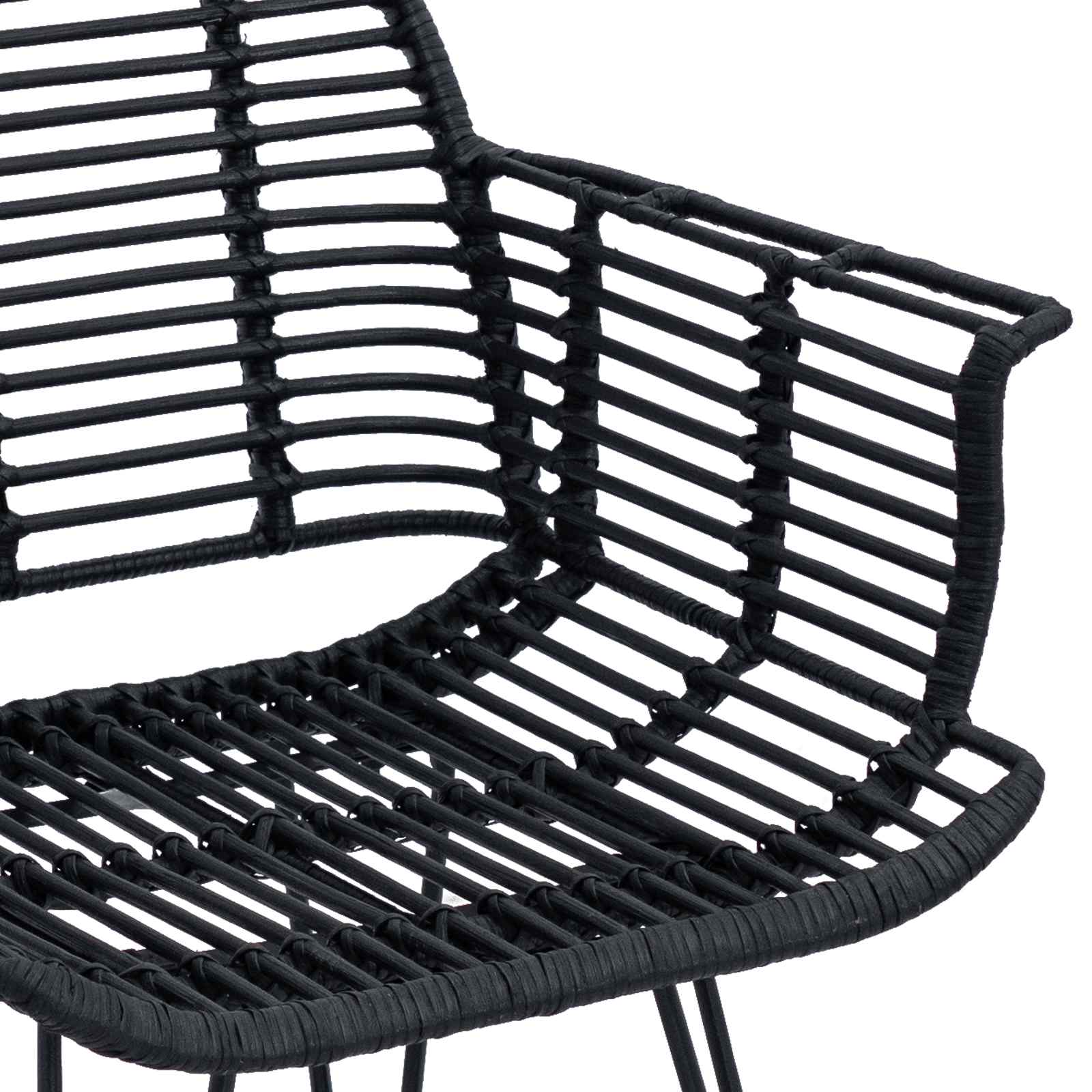 vidaXL Krzesło jadalniane 2 pcs Rattan i żelazo Czarny 57 x 55 x 85 cm