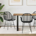 vidaXL Krzesło jadalniane 2 pcs Rattan i żelazo Czarny 57 x 55 x 85 cm