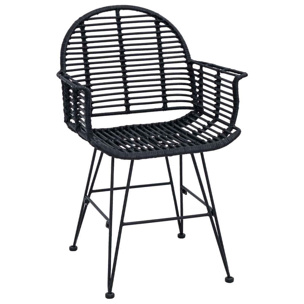 vidaXL Krzesło jadalniane 2 pcs Rattan i żelazo Czarny 57 x 55 x 85 cm