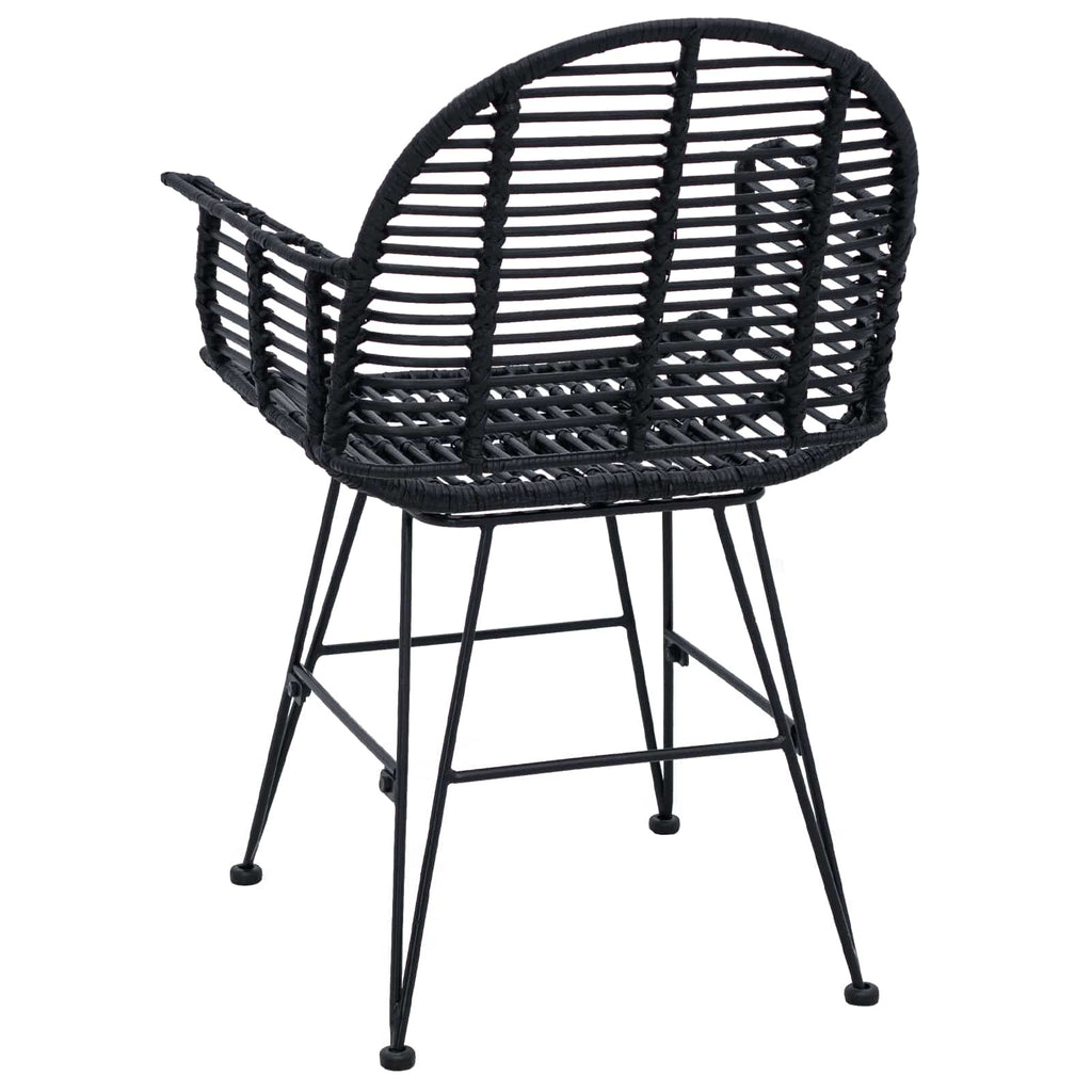 vidaXL Krzesło jadalniane 2 pcs Rattan i żelazo Czarny 57 x 55 x 85 cm