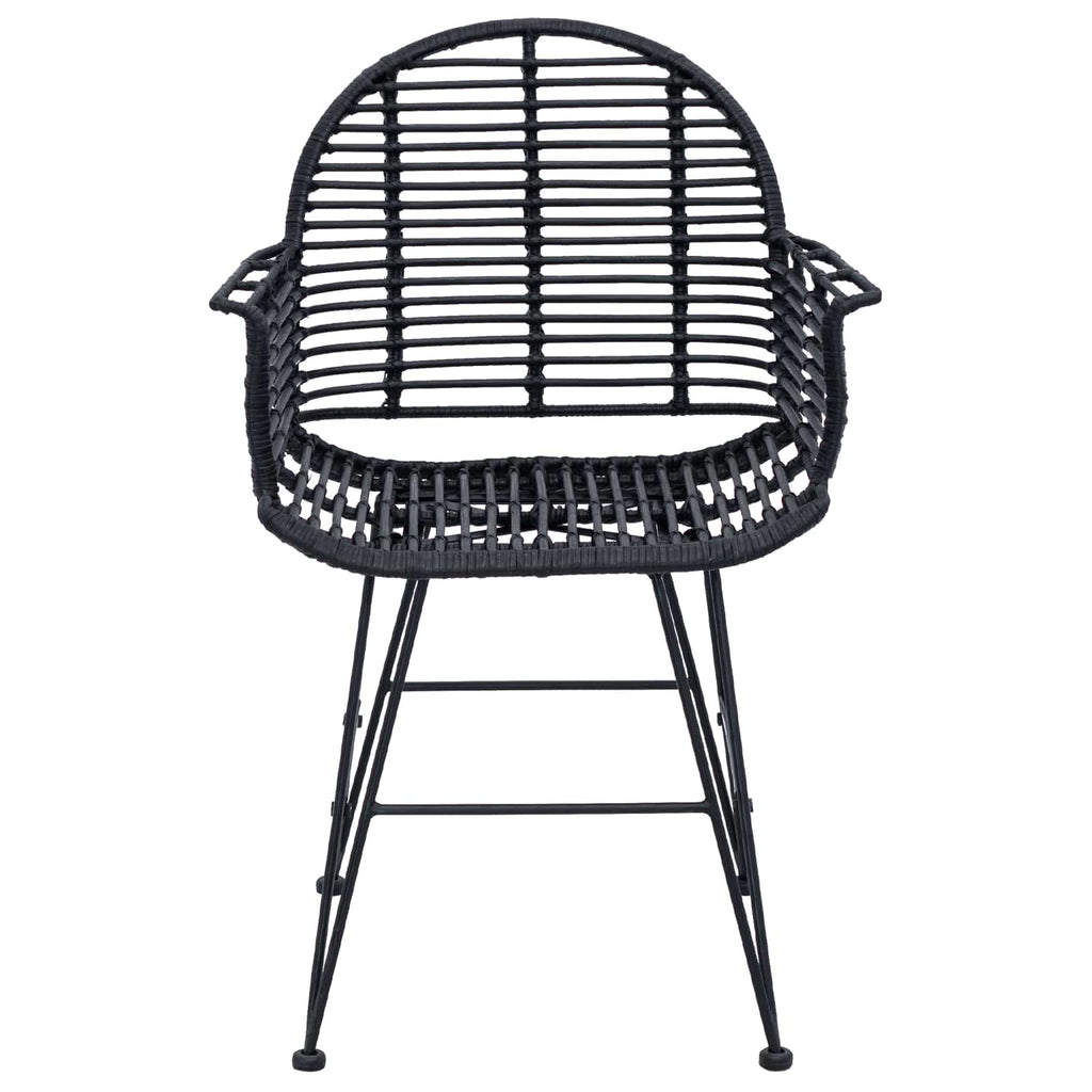 vidaXL Krzesło jadalniane 2 pcs Rattan i żelazo Czarny 57 x 55 x 85 cm
