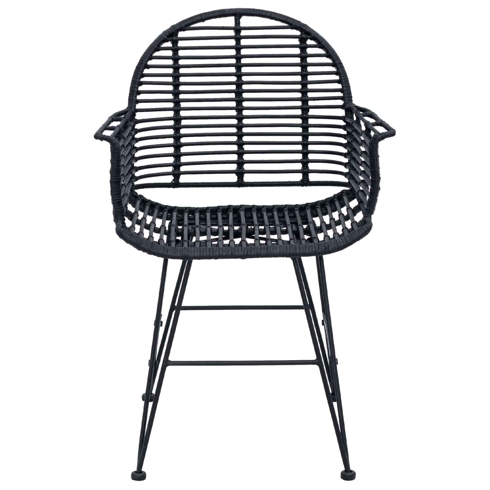 vidaXL Krzesło jadalniane 2 pcs Rattan i żelazo Czarny 57 x 55 x 85 cm
