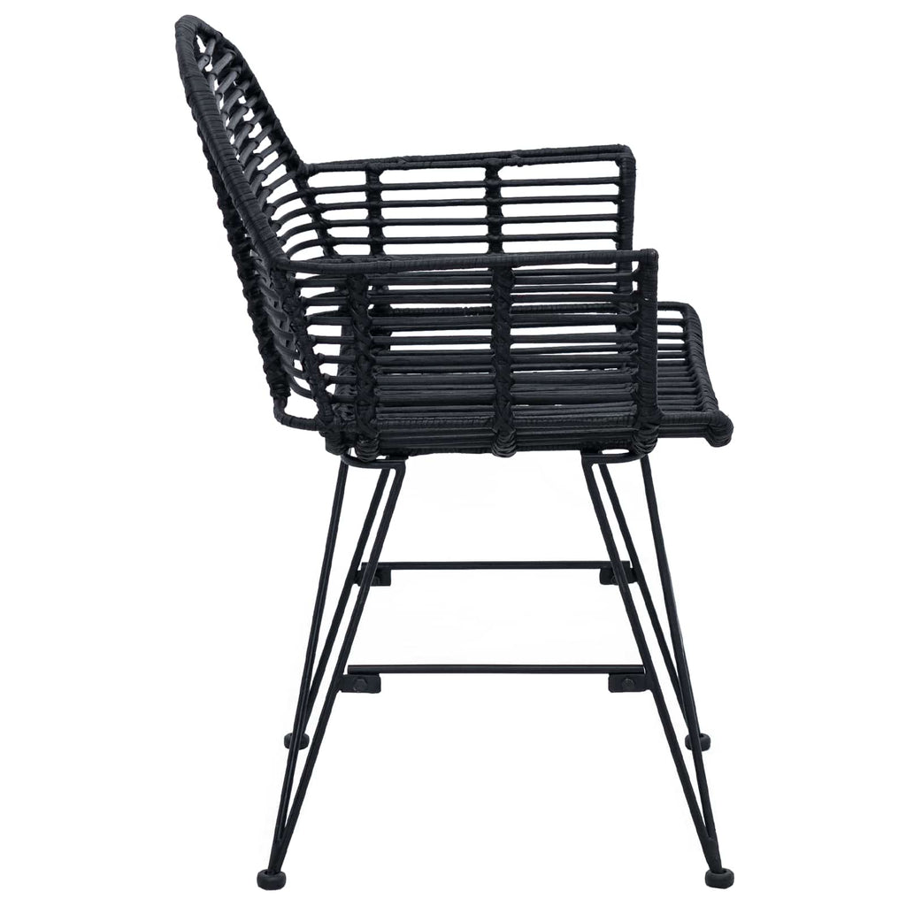 vidaXL Krzesło jadalniane 2 pcs Rattan i żelazo Czarny 57 x 55 x 85 cm