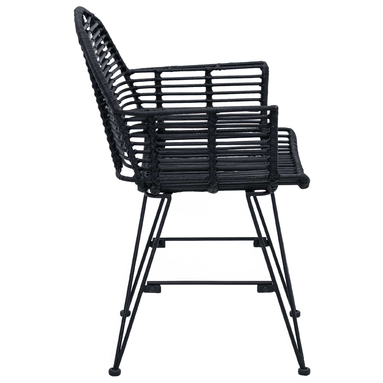 vidaXL Krzesło jadalniane 2 pcs Rattan i żelazo Czarny 57 x 55 x 85 cm