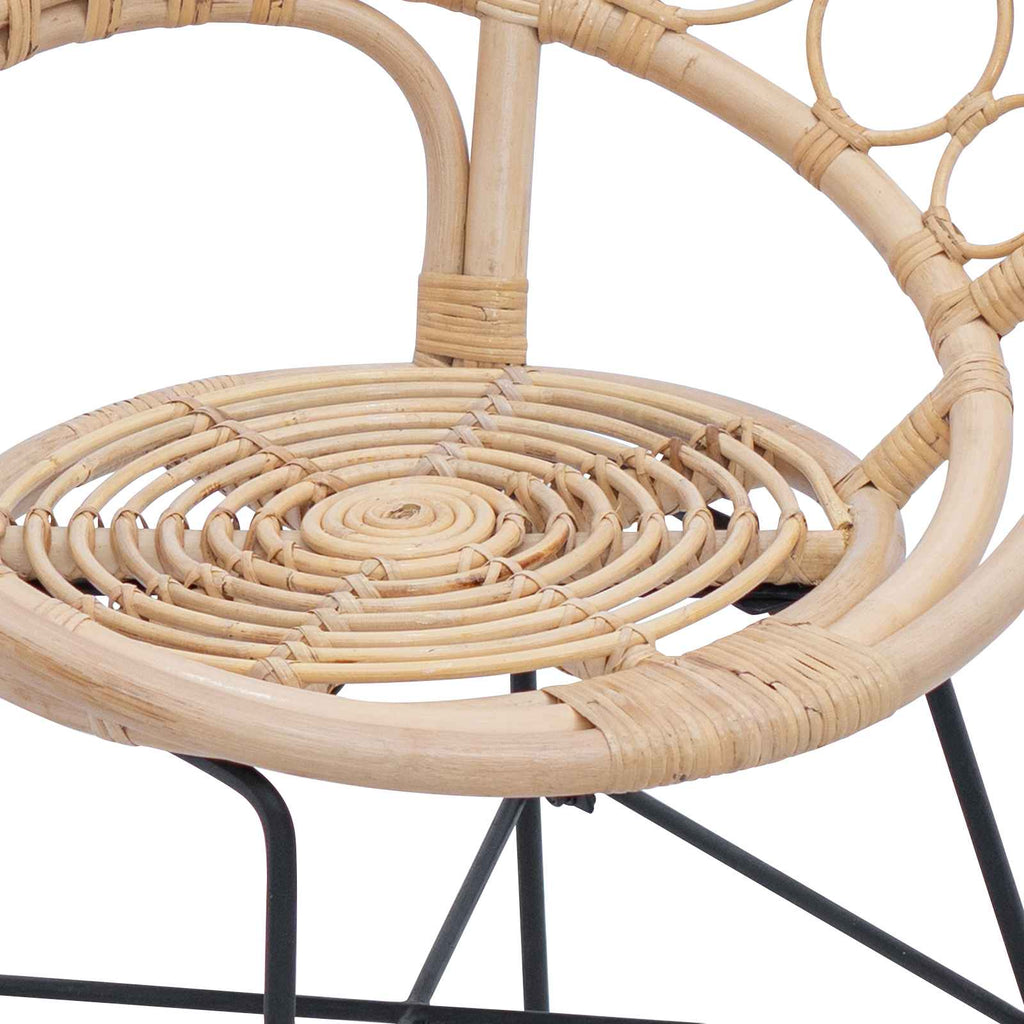 vidaXL Krzesło jadalniane 2 pcs Rattan i żelazo Naturalny