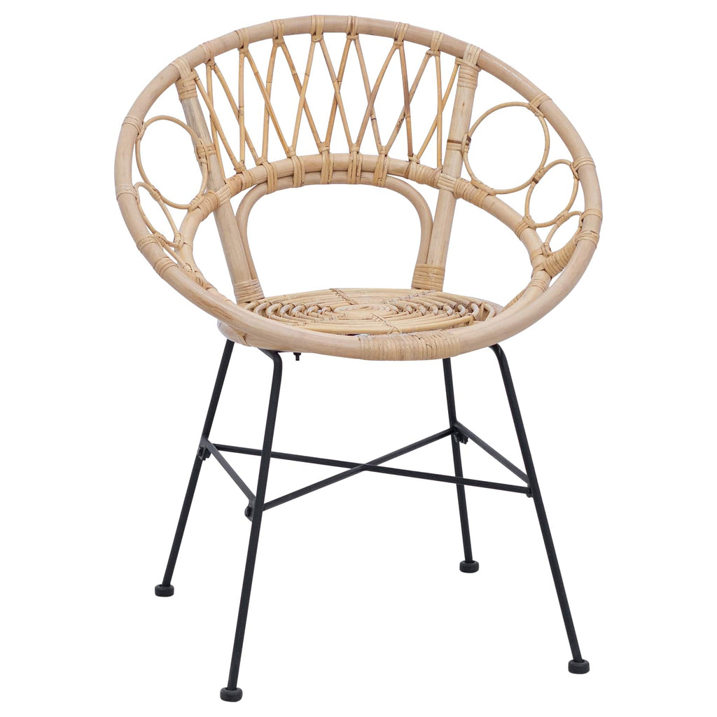vidaXL Krzesło jadalniane 2 pcs Rattan i żelazo Naturalny